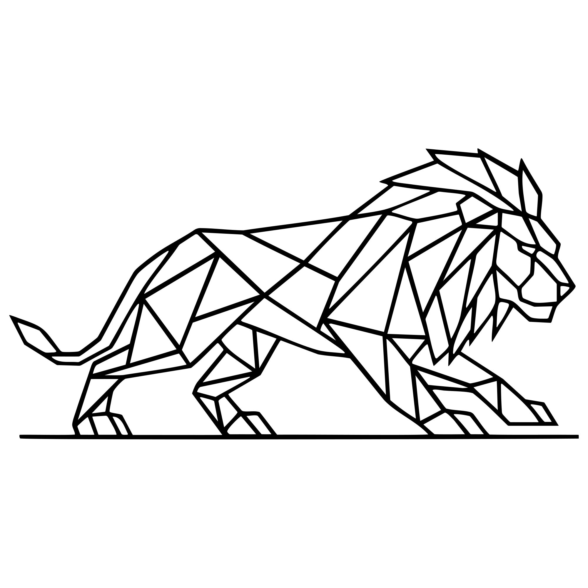 Geometric Lion DXF File – CNC Cutting Design | AWLION438