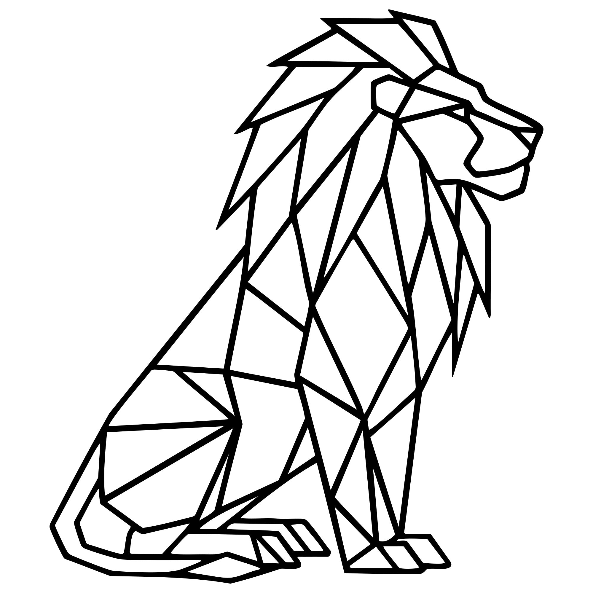 Geometric Lion DXF File – CNC Cutting Design | AWLION439