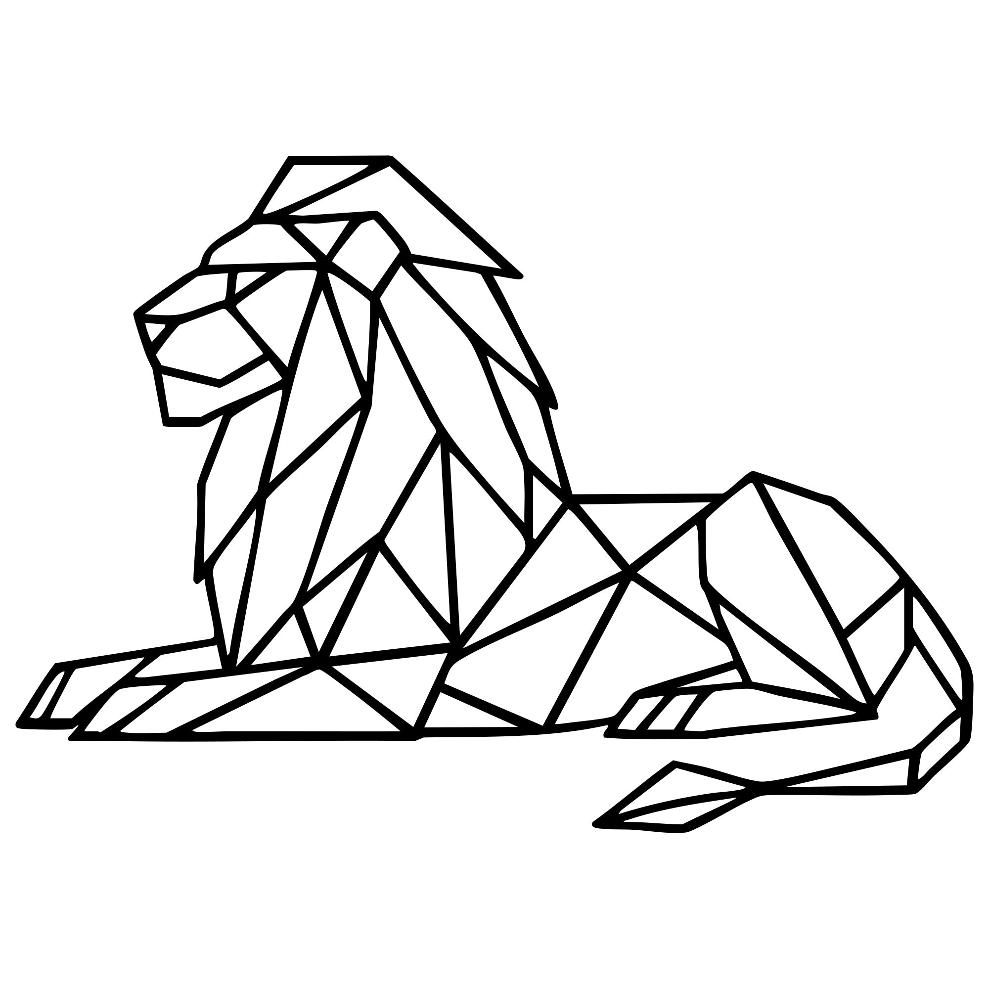 Geometric Lion DXF File – CNC Cutting Design | AWLION440