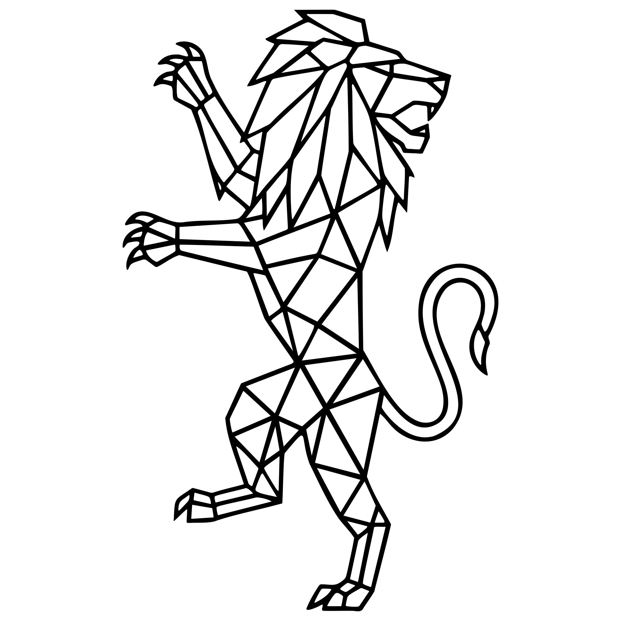 Geometric Lion DXF File – CNC Cutting Design | AWLION442