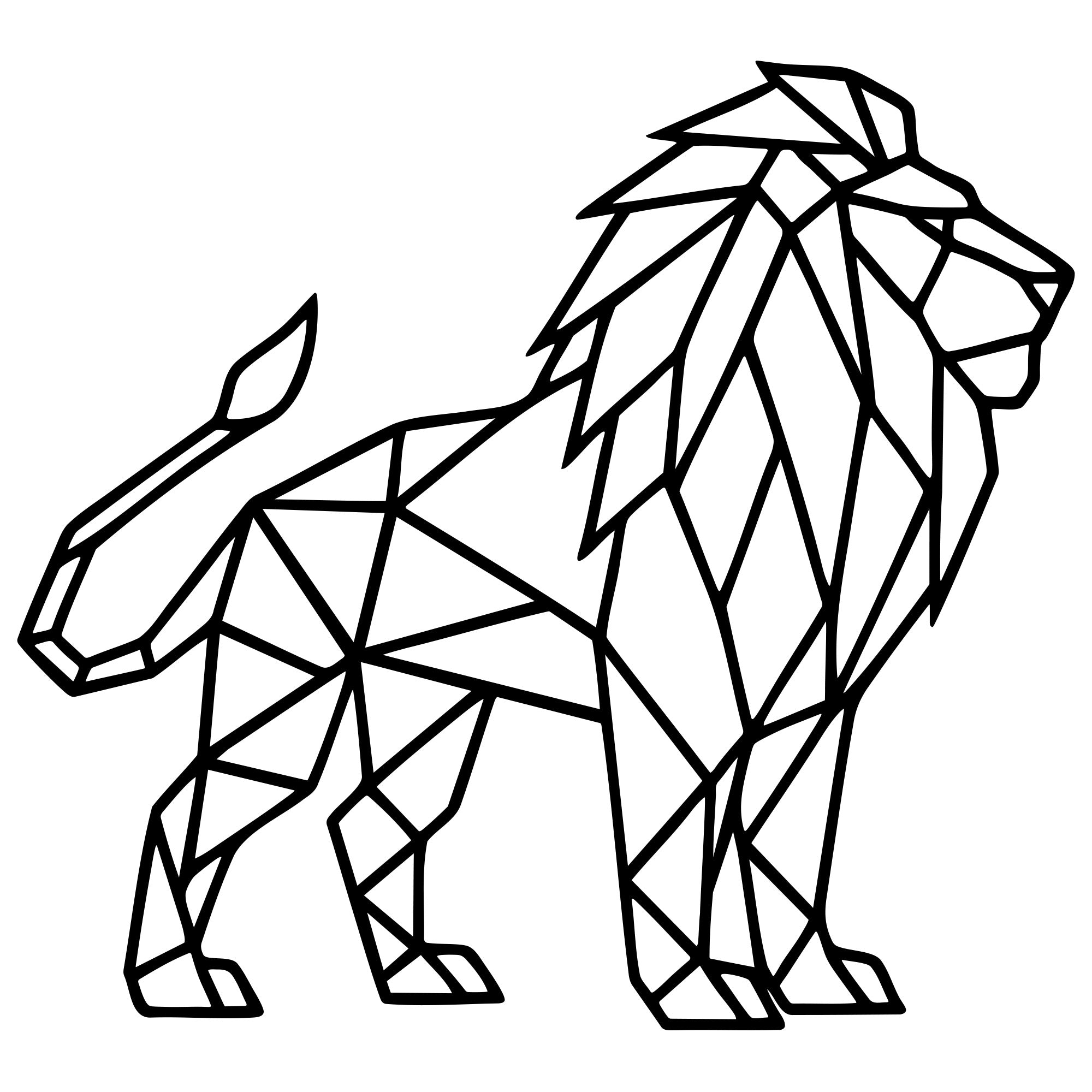 Geometric Lion DXF File – CNC Cutting Design | AWLION443