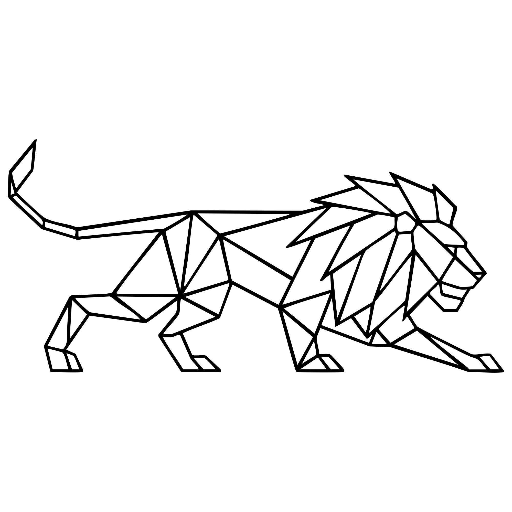 Geometric Lion DXF File – CNC Cutting Design | AWLION444