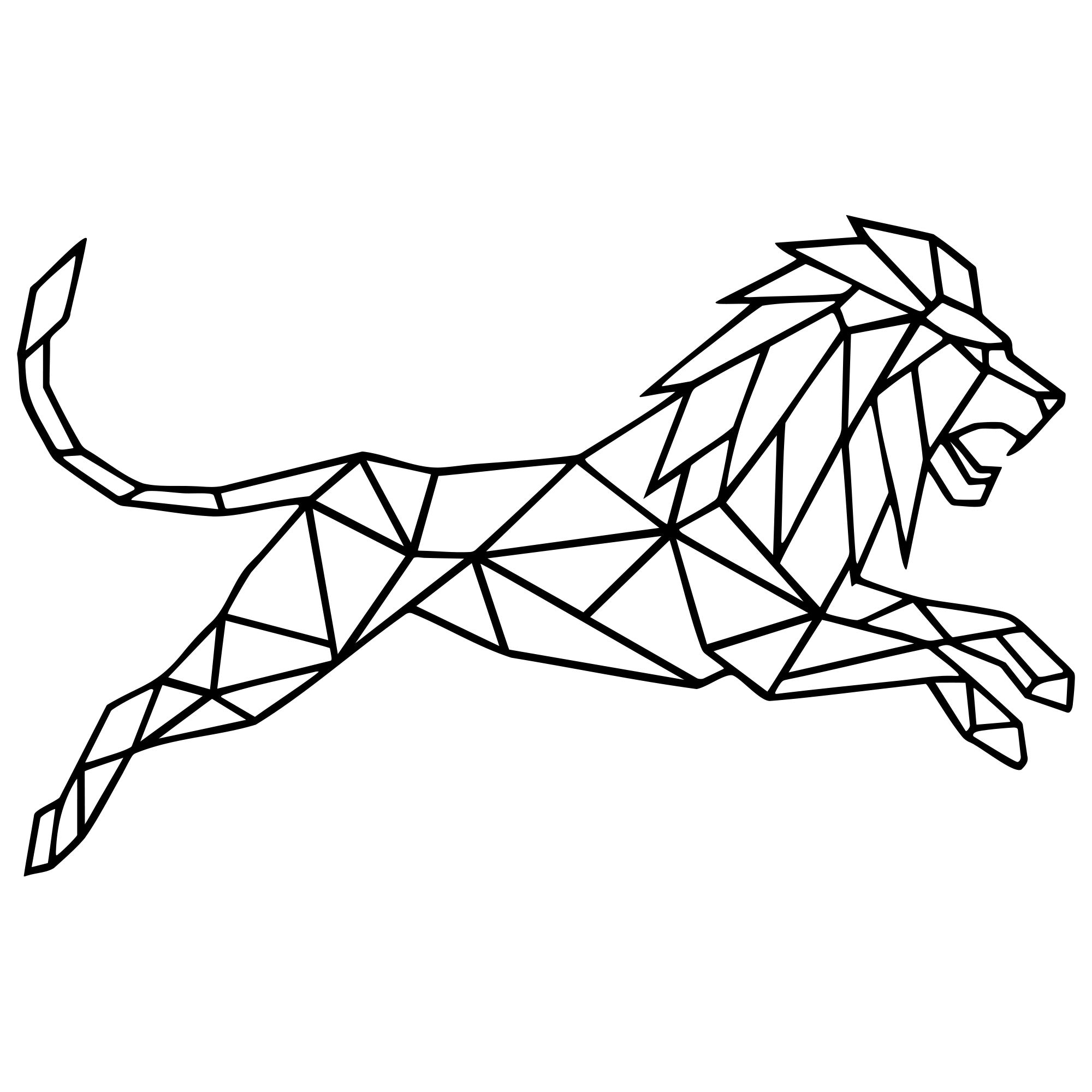 Geometric Lion DXF File – CNC Cutting Design | AWLION447