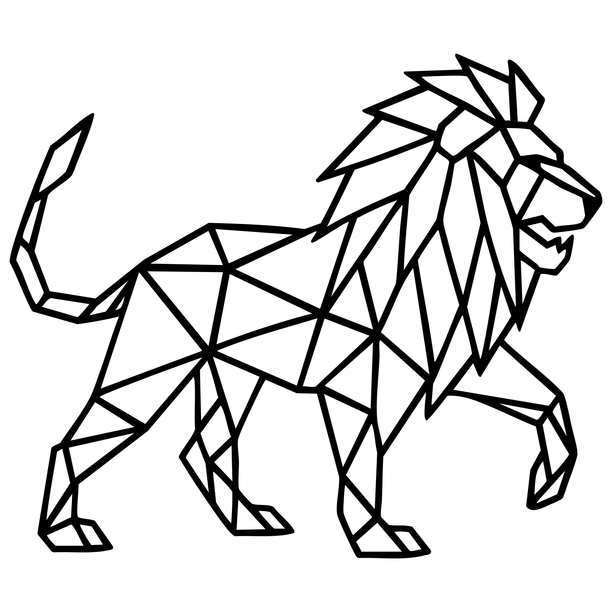 Geometric Lion DXF File – CNC Cutting Design | AWLION449