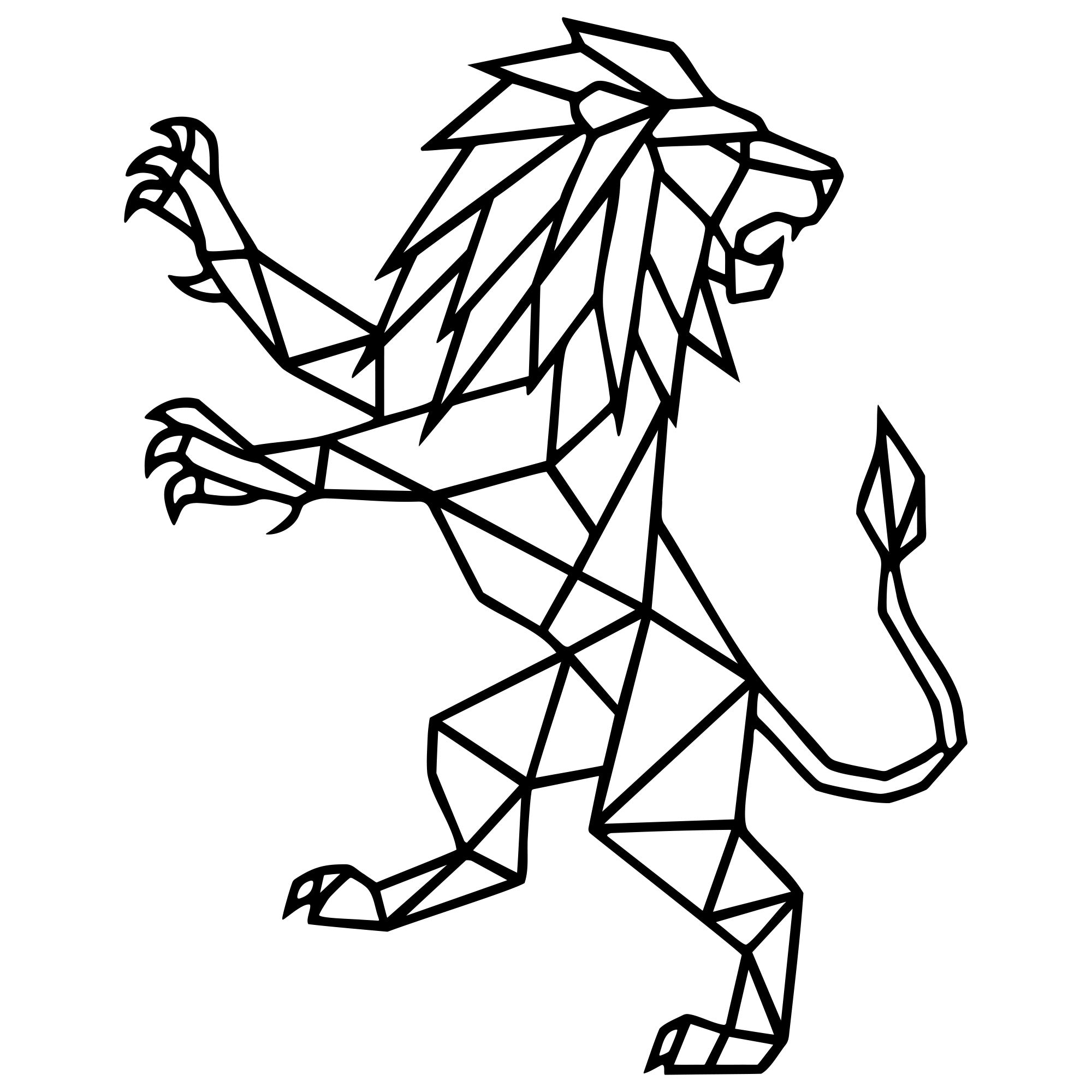 Geometric Lion DXF File – CNC Cutting Design | AWLION450