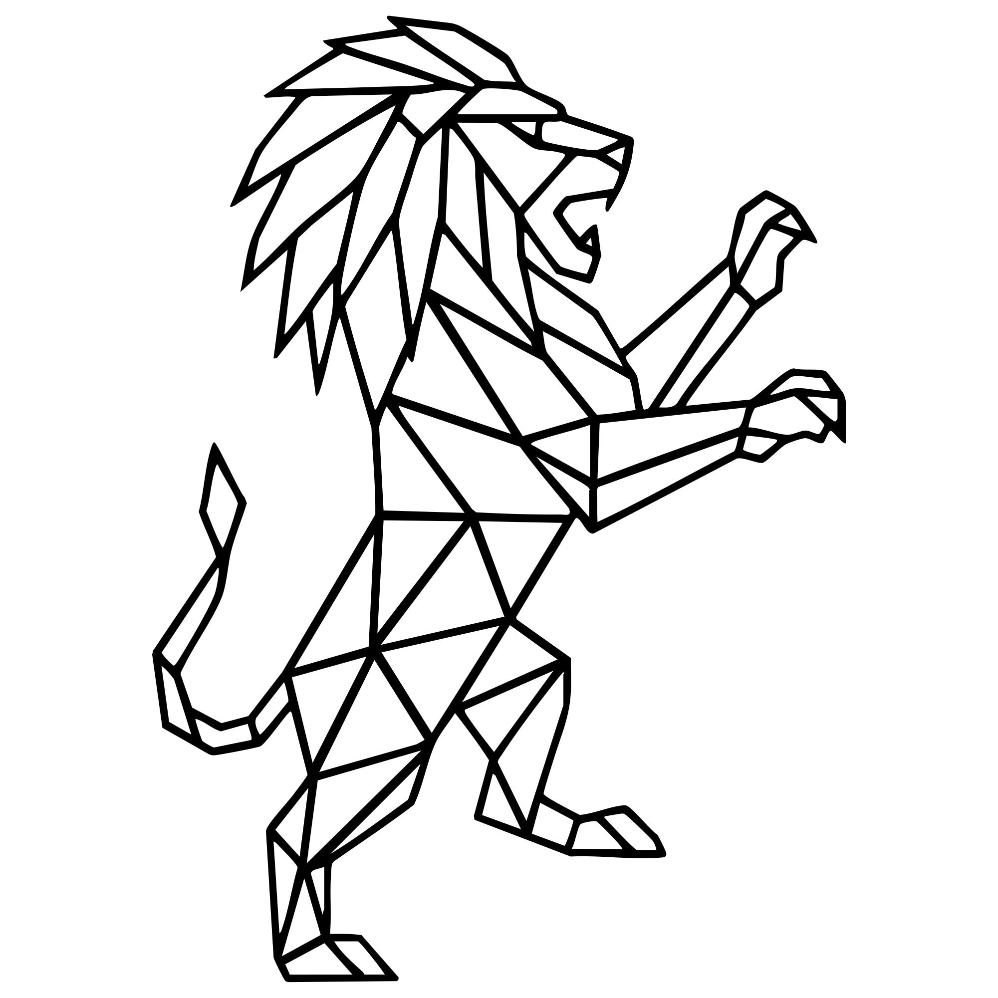 Geometric Lion DXF File – CNC Cutting Design | AWLION451