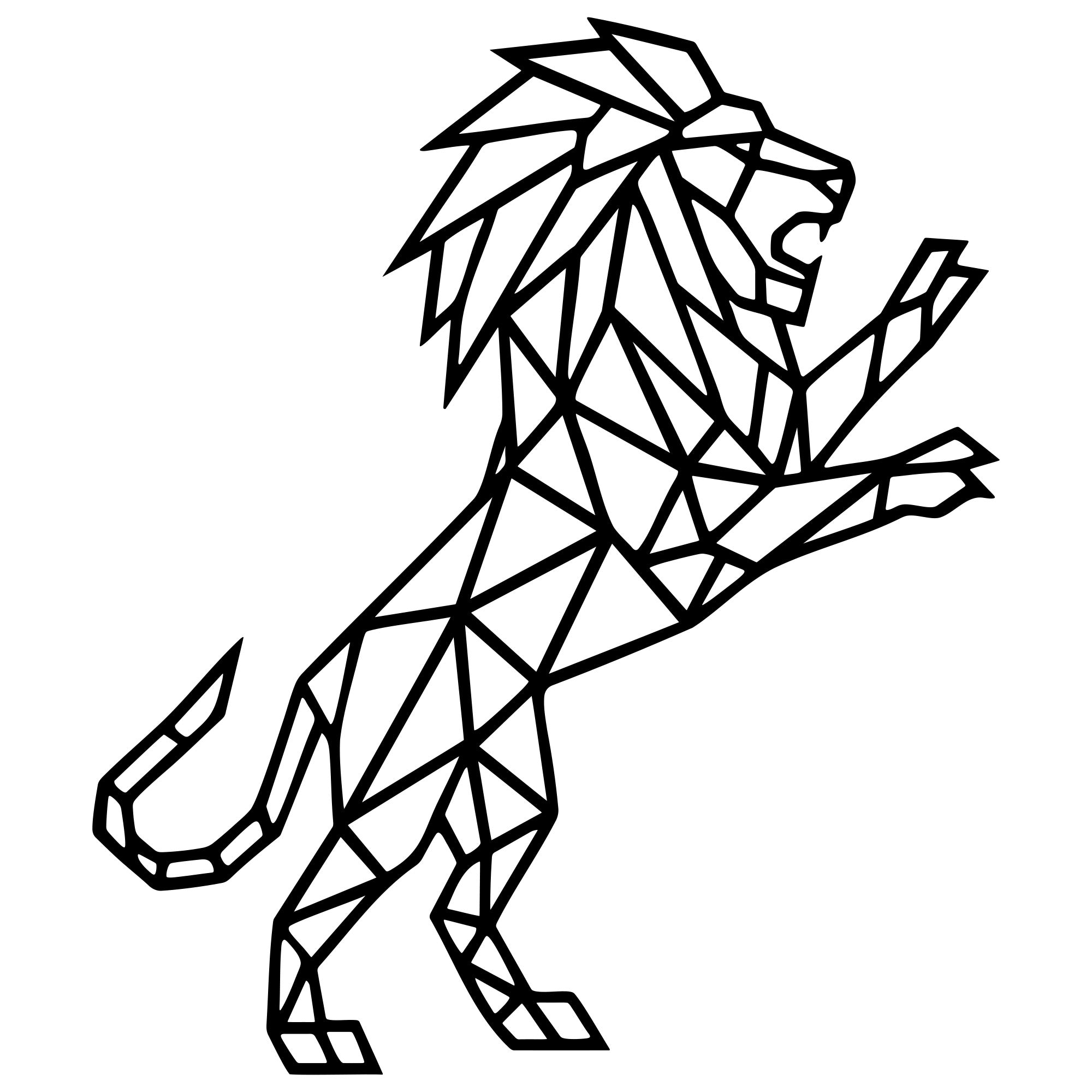Geometric Lion DXF File – CNC Cutting Design | AWLION452