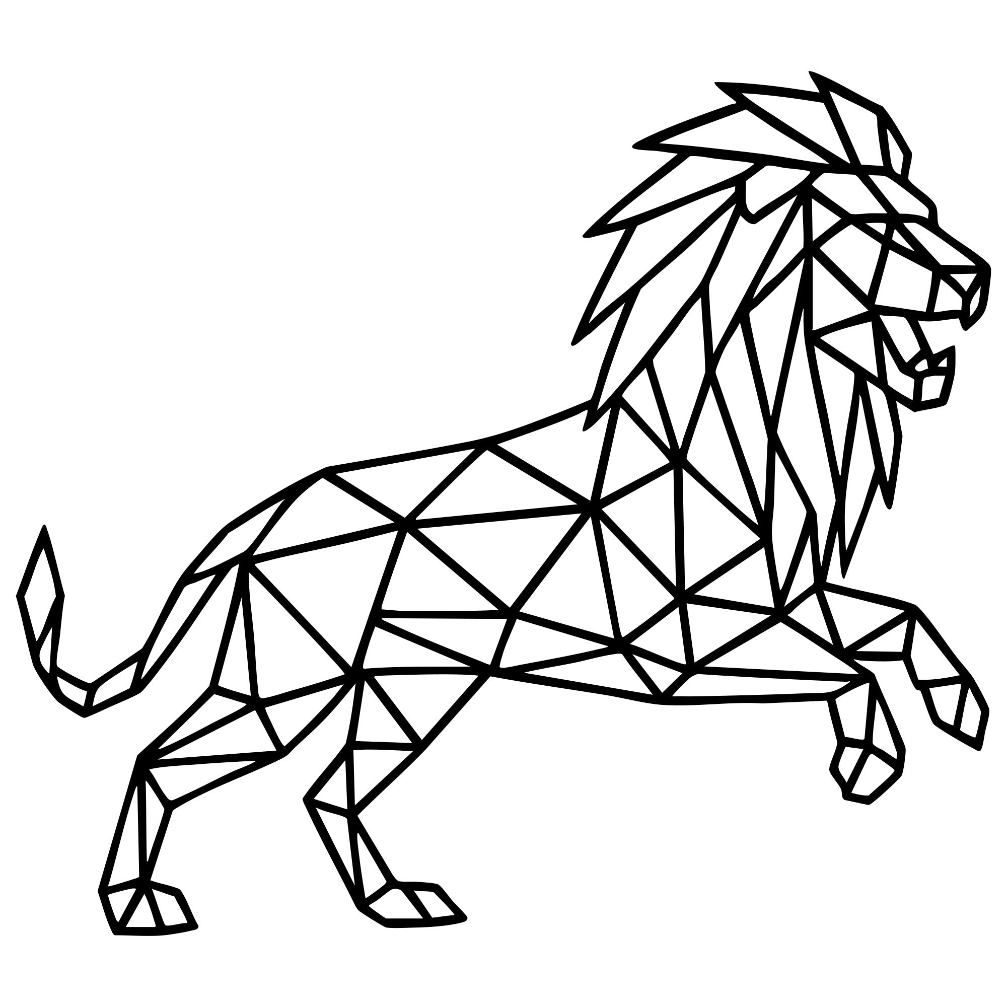 Geometric Lion DXF File – CNC Cutting Design | AWLION454