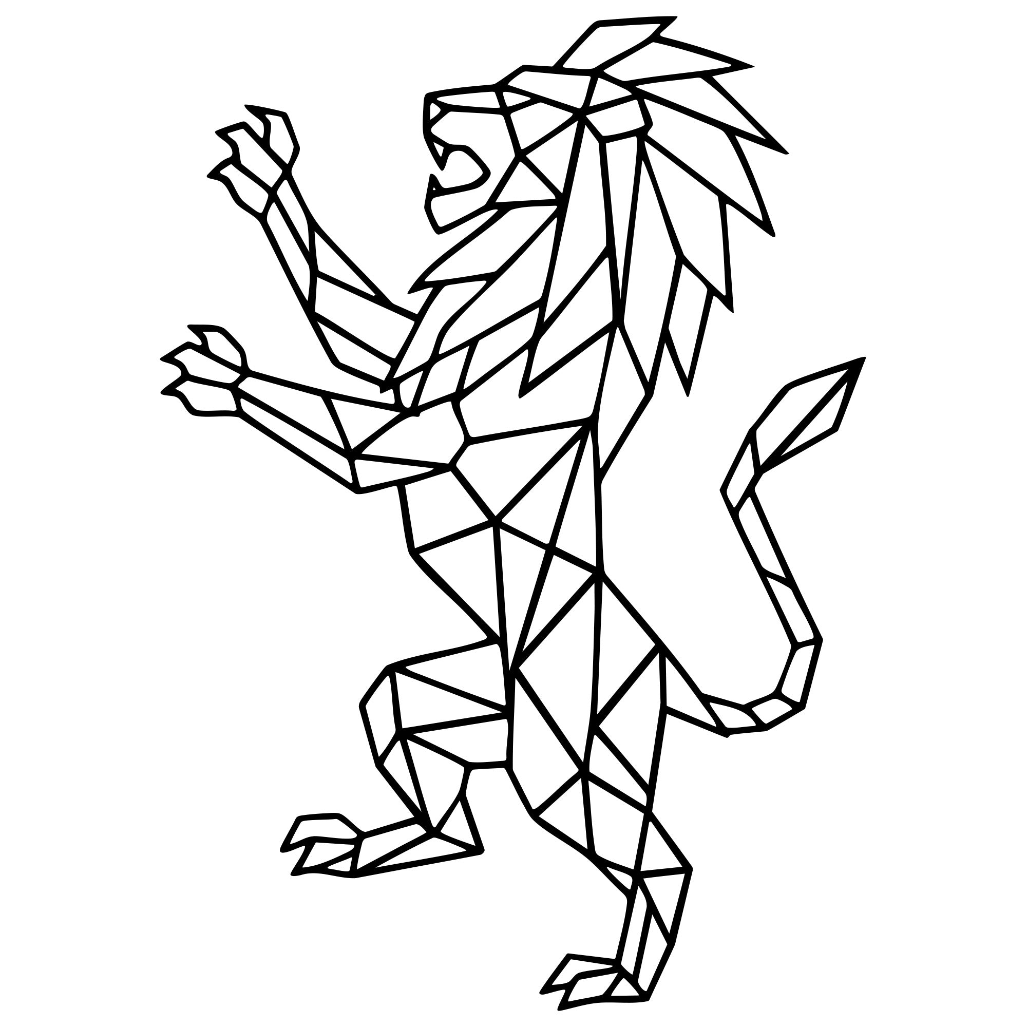 Geometric Lion DXF File – CNC Cutting Design | AWLION455