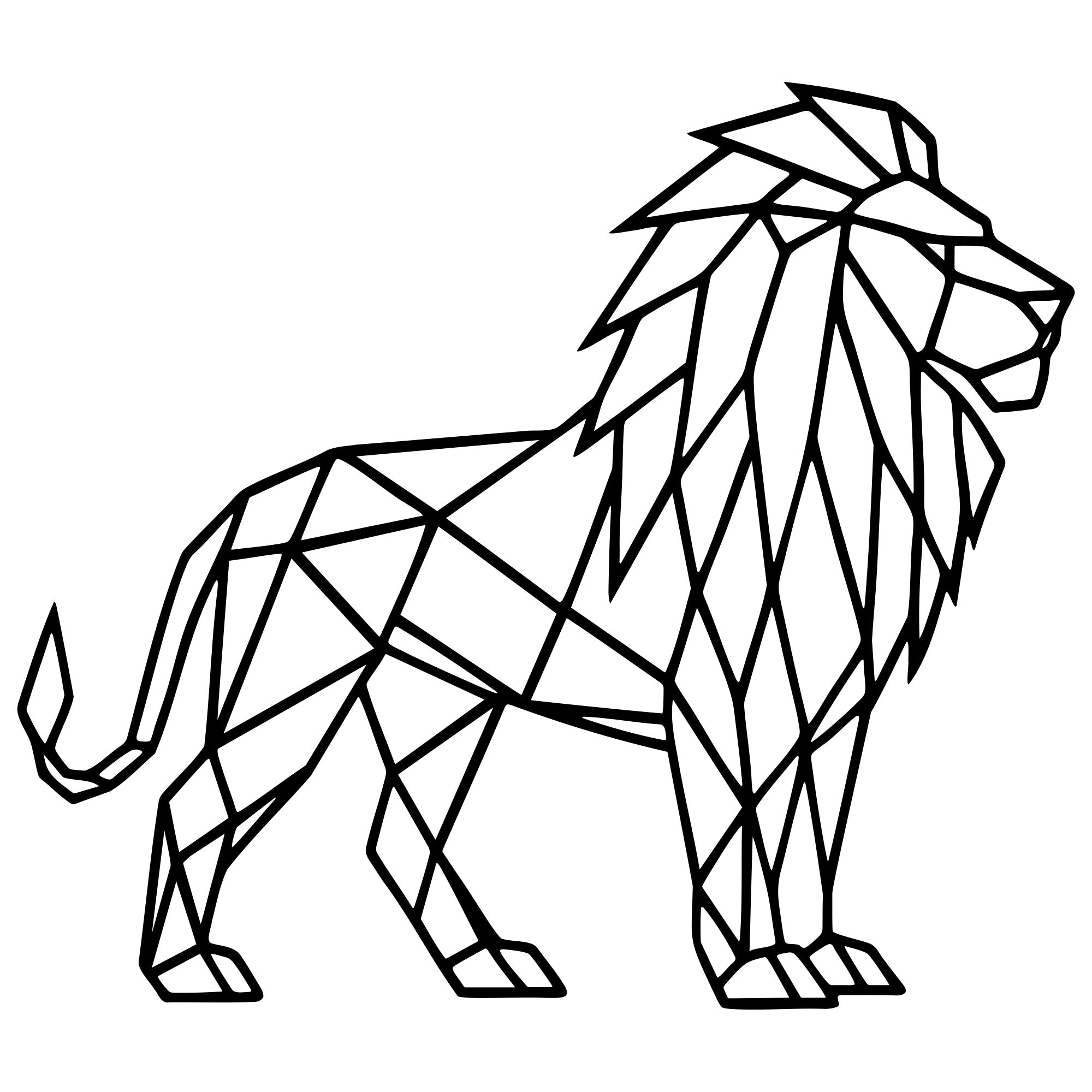 Geometric Lion DXF File – CNC Cutting Design | AWLION456