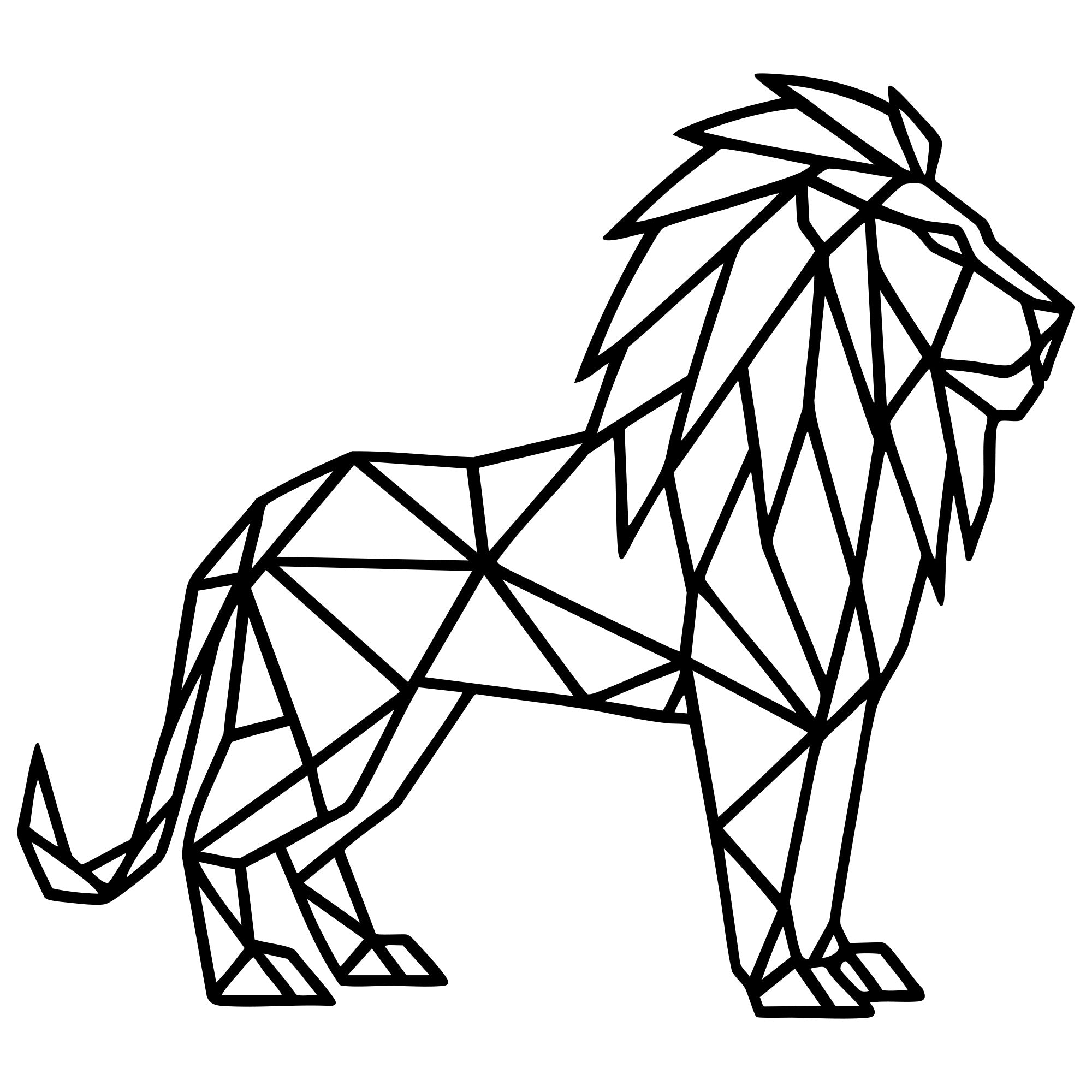 Geometric Lion DXF File – CNC Cutting Design | AWLION457