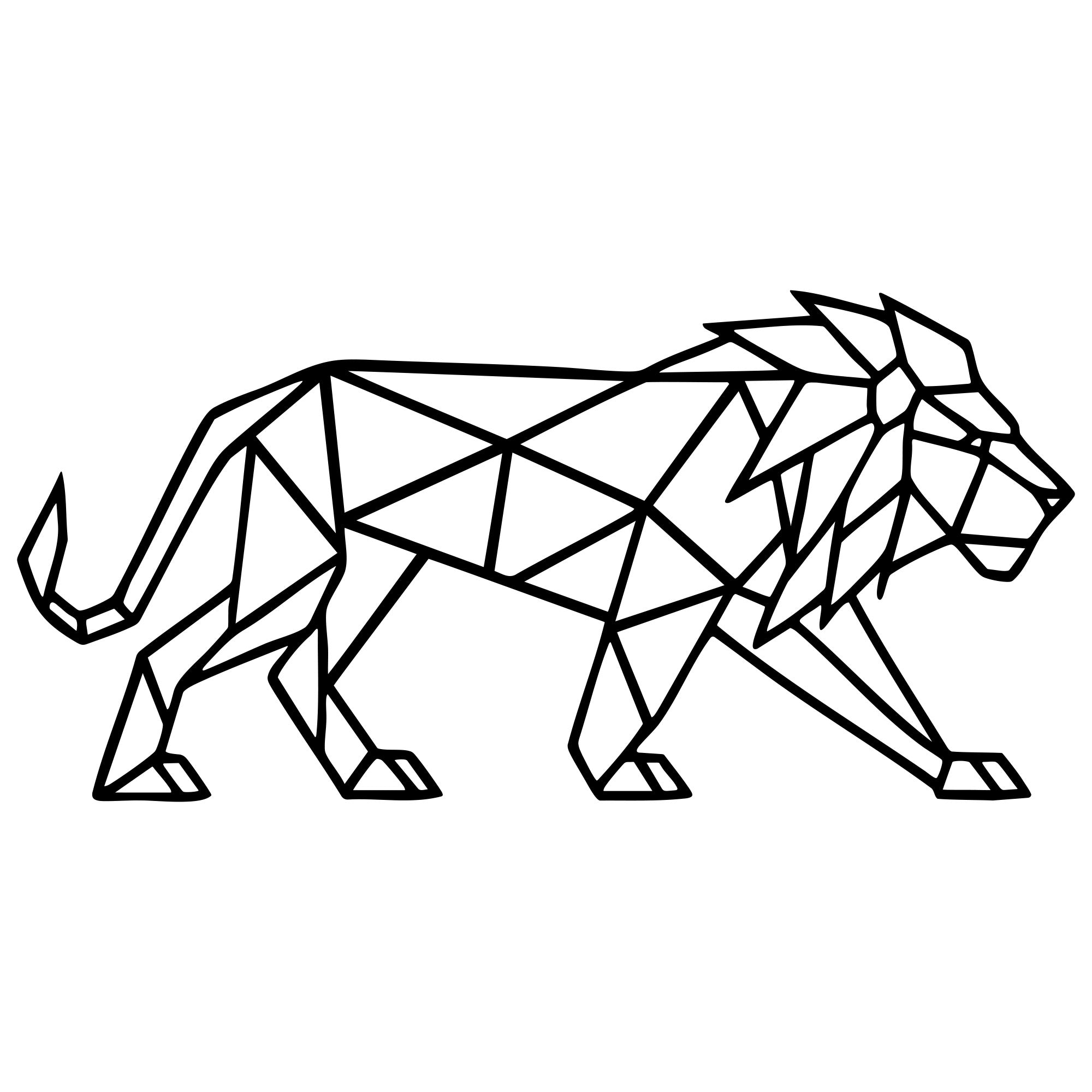 Geometric Lion DXF File – CNC Cutting Design | AWLION458