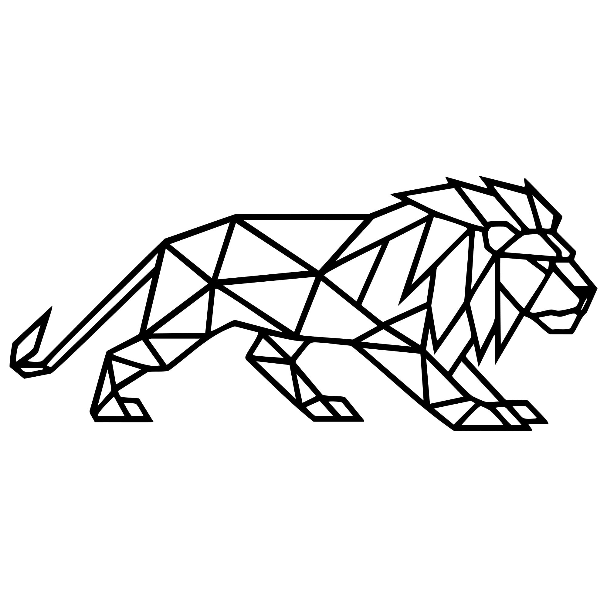 Geometric Lion DXF File – CNC Cutting Design | AWLION461