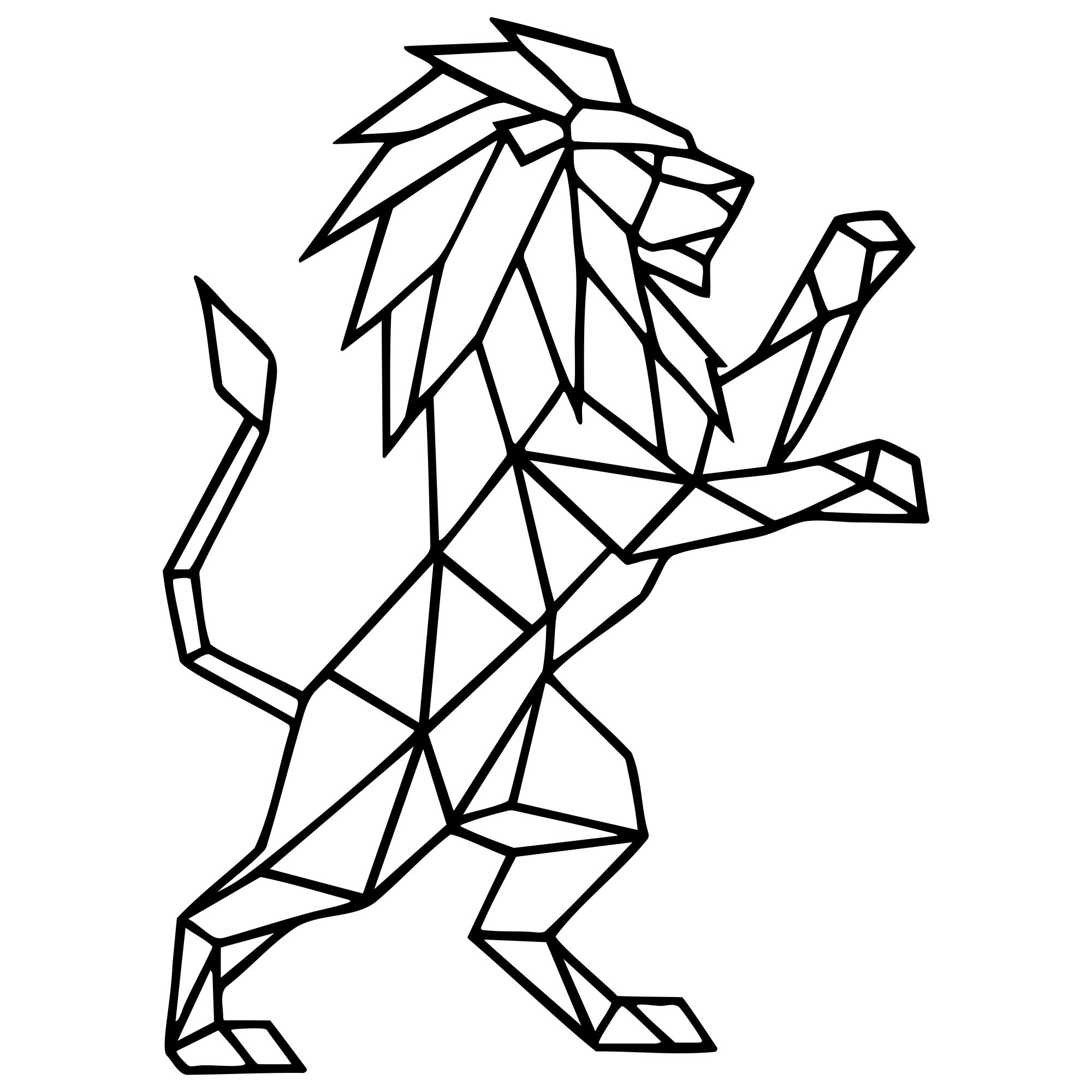 Geometric Lion DXF File – CNC Cutting Design | AWLION466