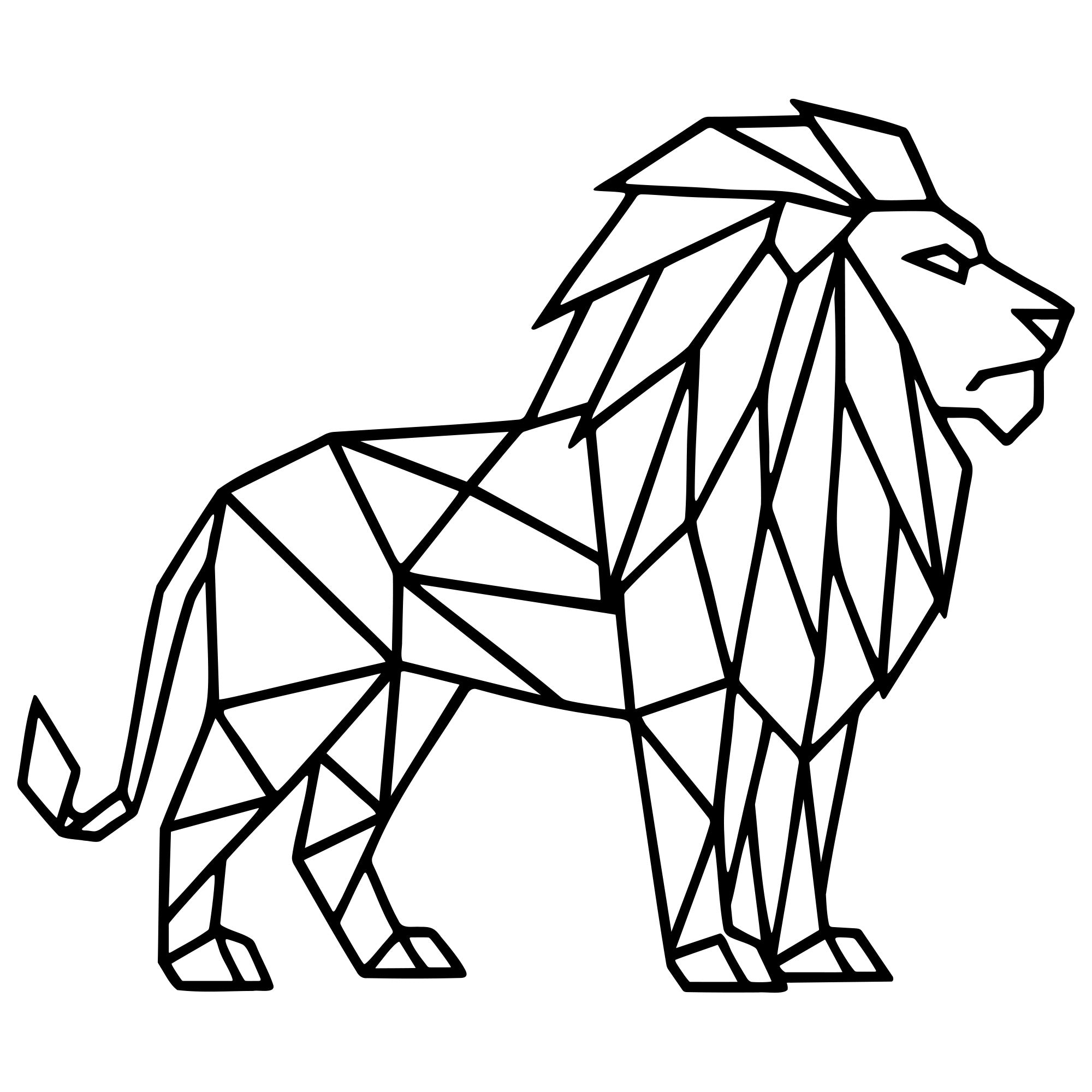 Geometric Lion DXF File – CNC Cutting Design | AWLION467