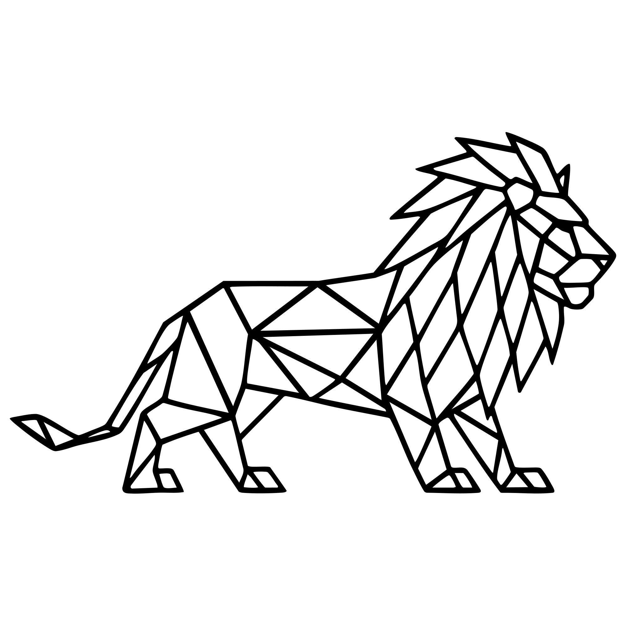Geometric Lion DXF File – CNC Cutting Design | AWLION469