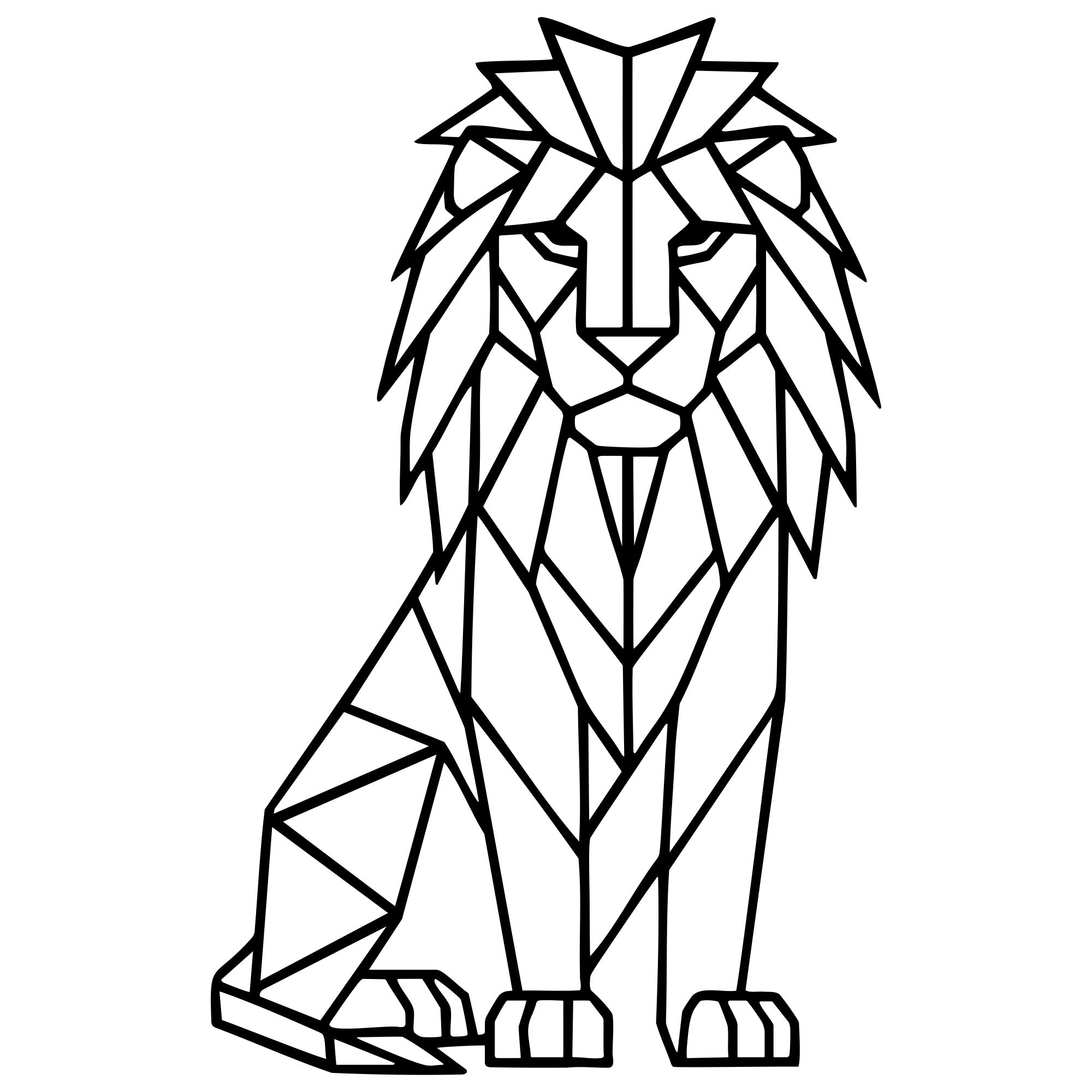 Geometric Lion DXF File – CNC Cutting Design | AWLION470