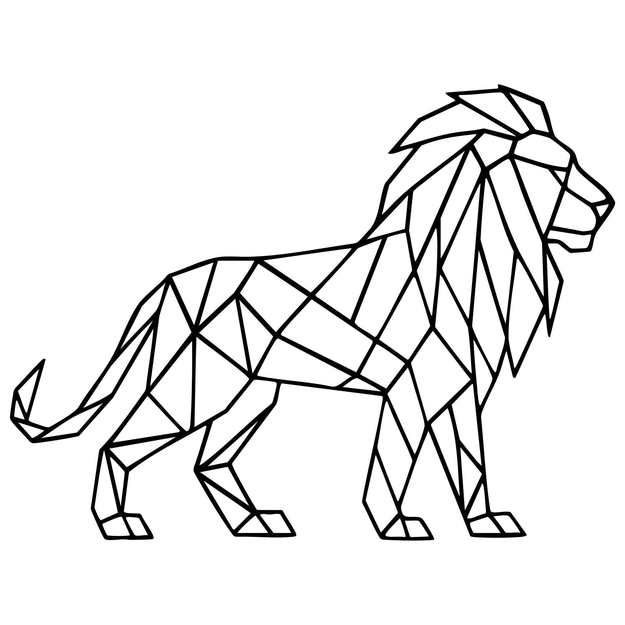 Geometric Lion DXF File – CNC Cutting Design | AWLION473