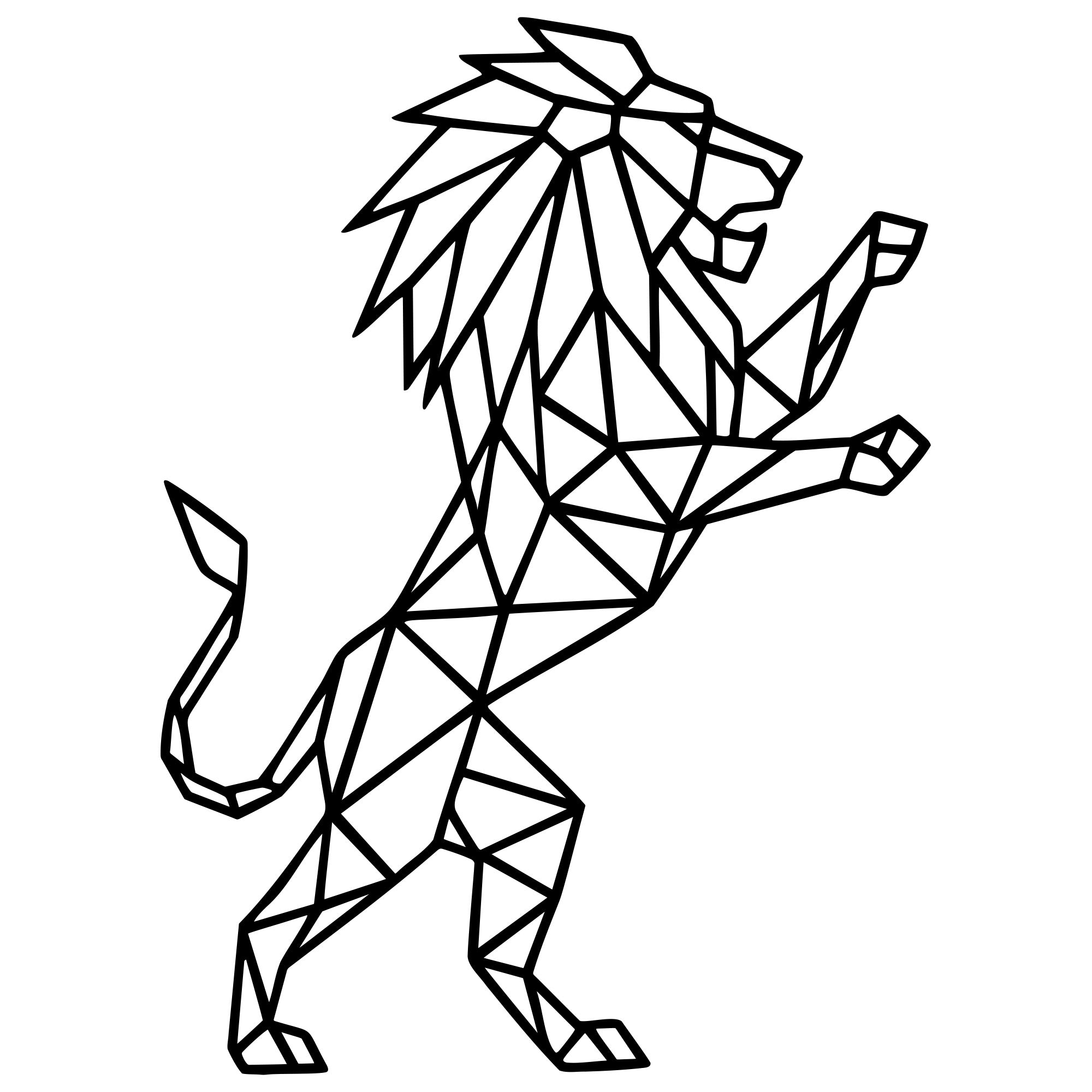 Geometric Lion DXF File – CNC Cutting Design | AWLION474