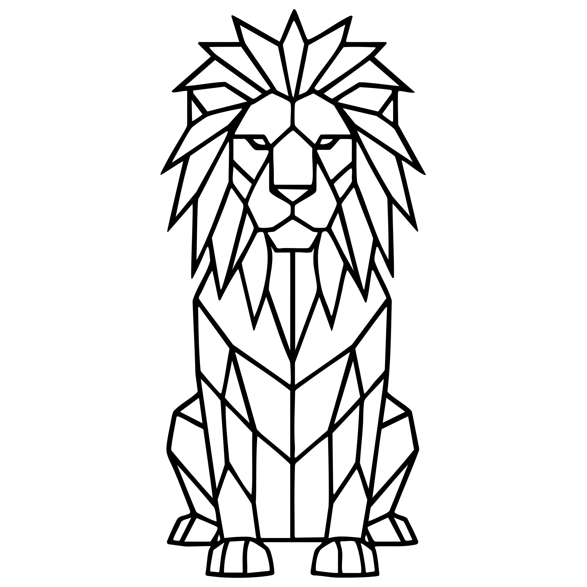Geometric Lion DXF File – CNC Cutting Design | AWLION475