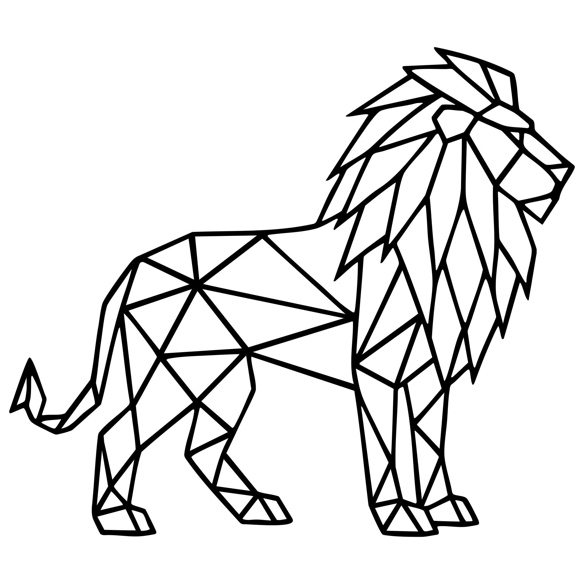 Geometric Lion DXF File – CNC Cutting Design | AWLION476
