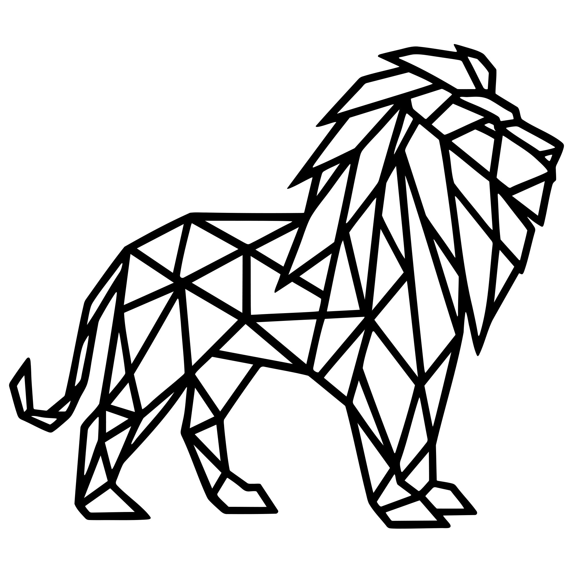 Geometric Lion DXF File – CNC Cutting Design | AWLION478