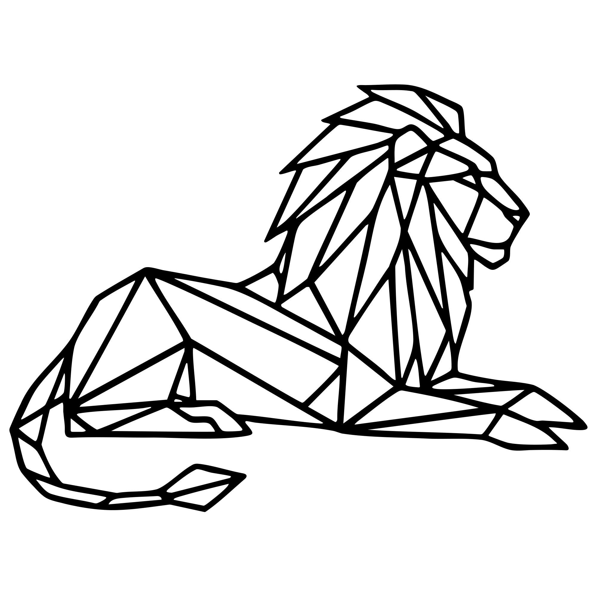 Geometric Lion DXF File – CNC Cutting Design | AWLION480