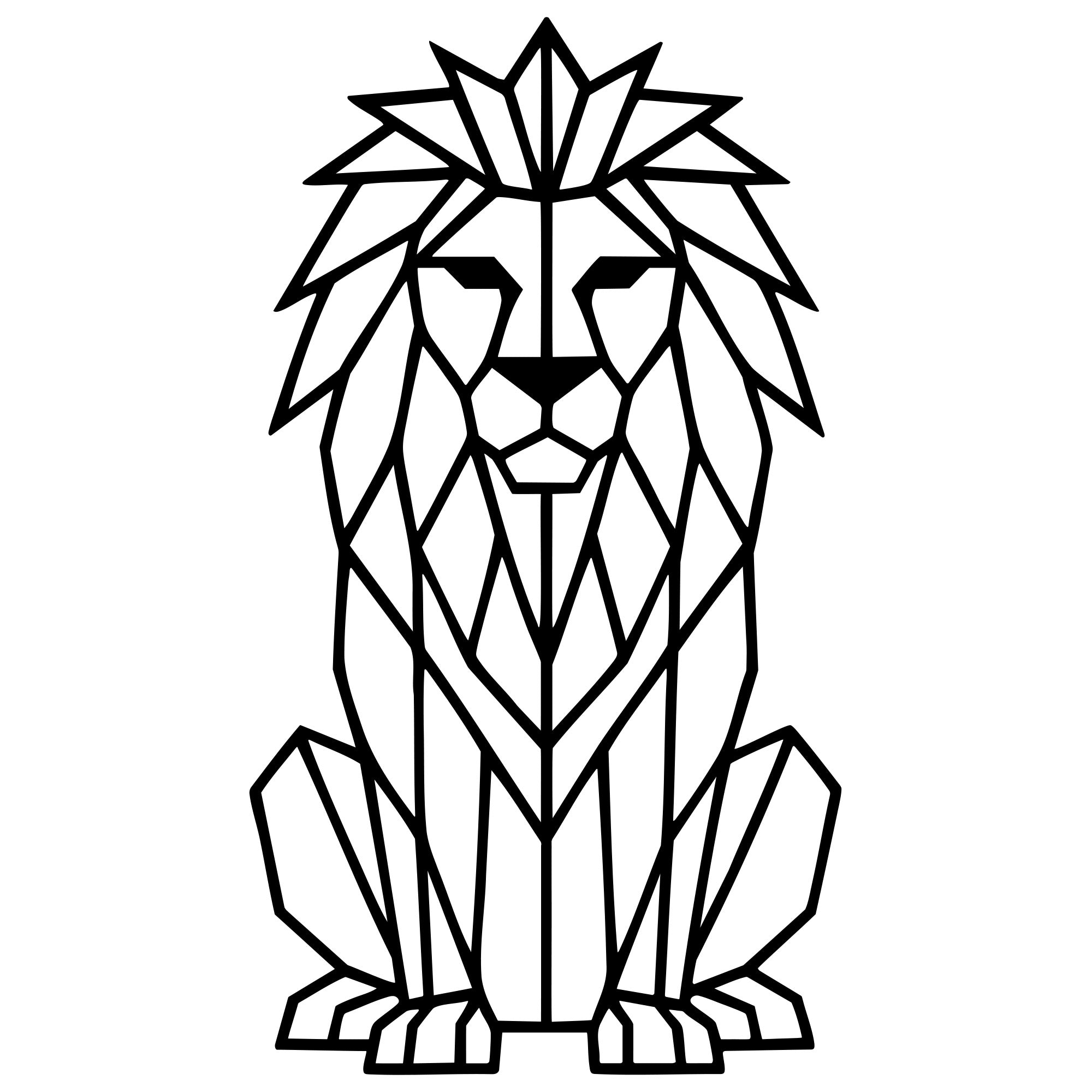 Geometric Lion DXF File – CNC Cutting Design | AWLION481