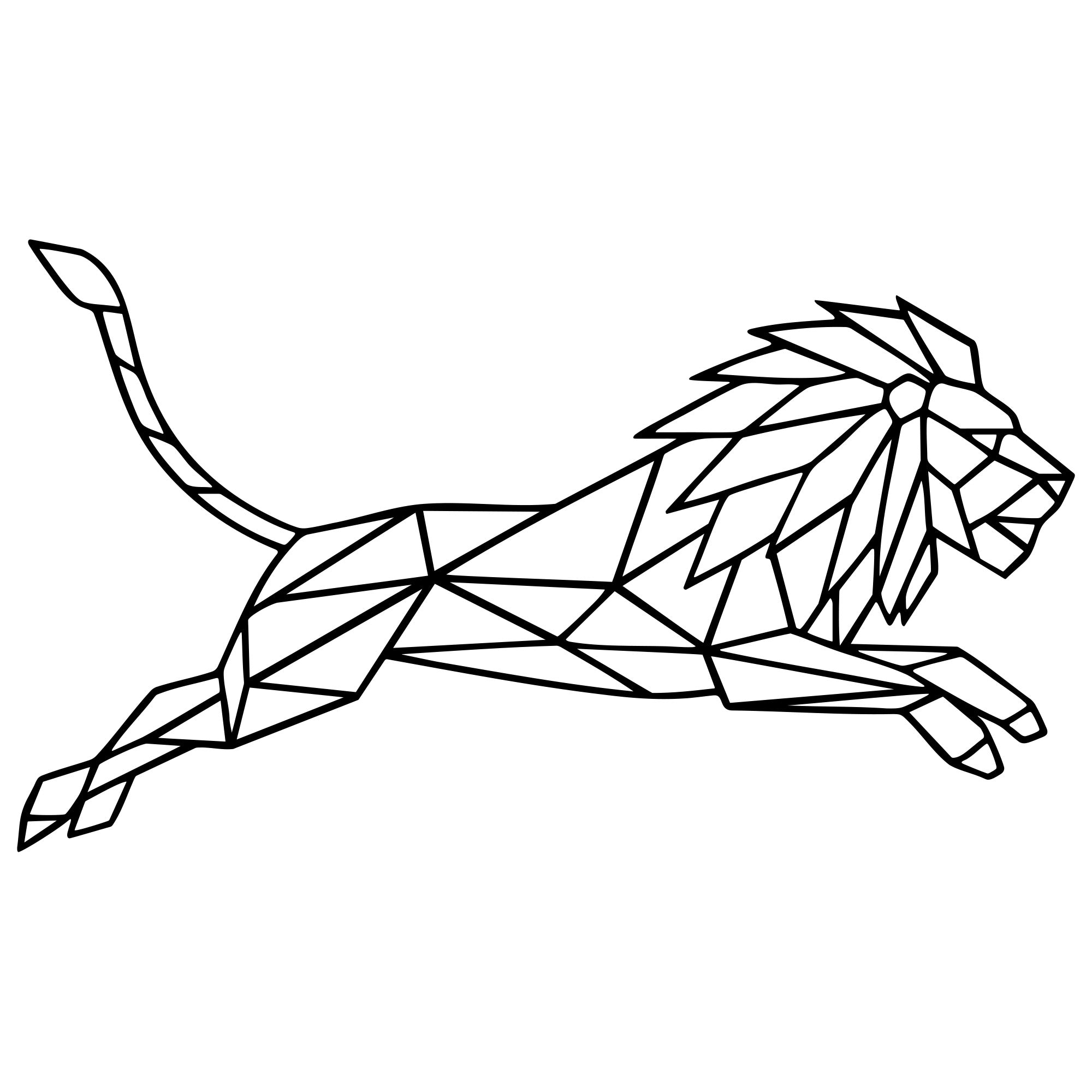 Geometric Lion DXF File – CNC Cutting Design | AWLION482