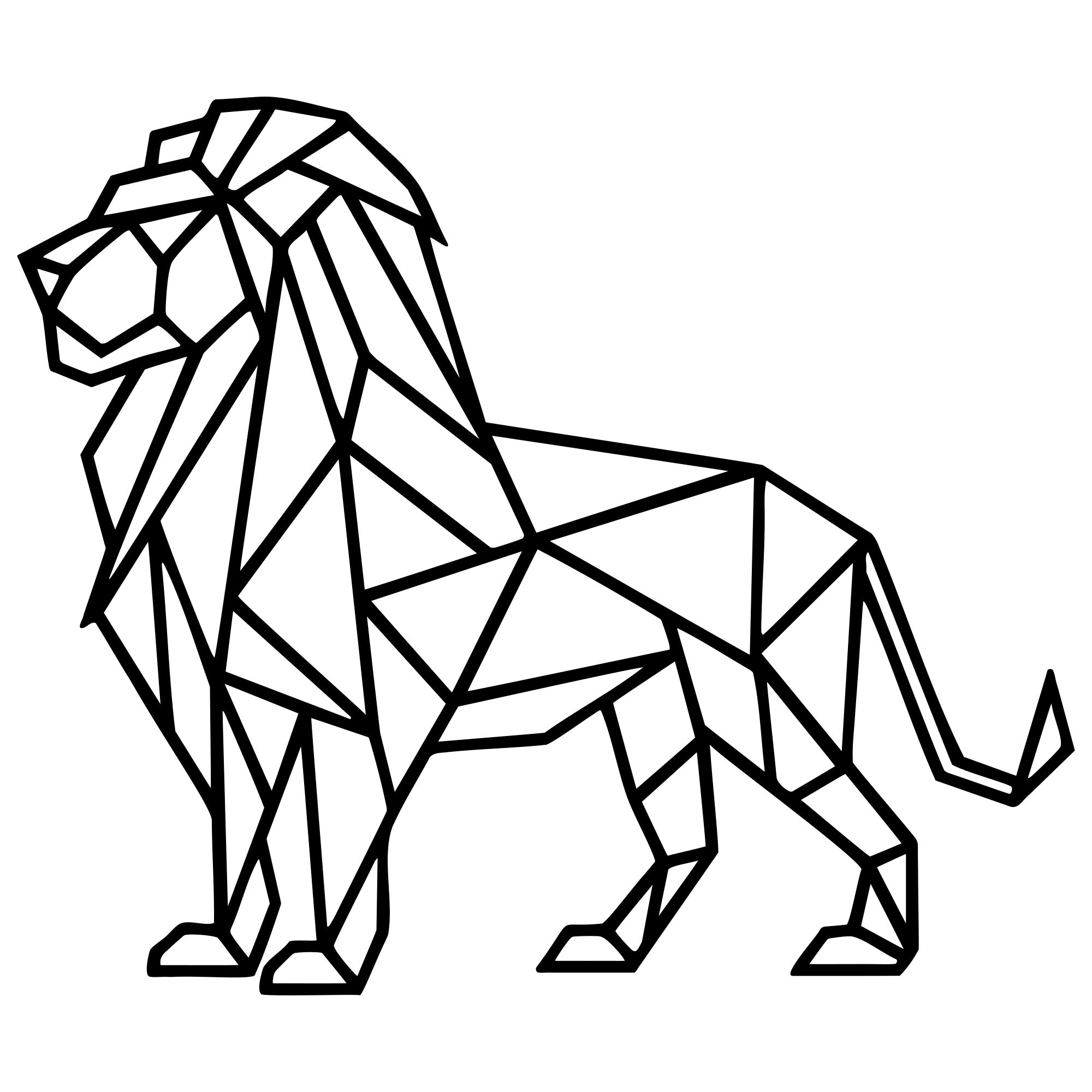 Geometric Lion DXF File – CNC Cutting Design | AWLION484