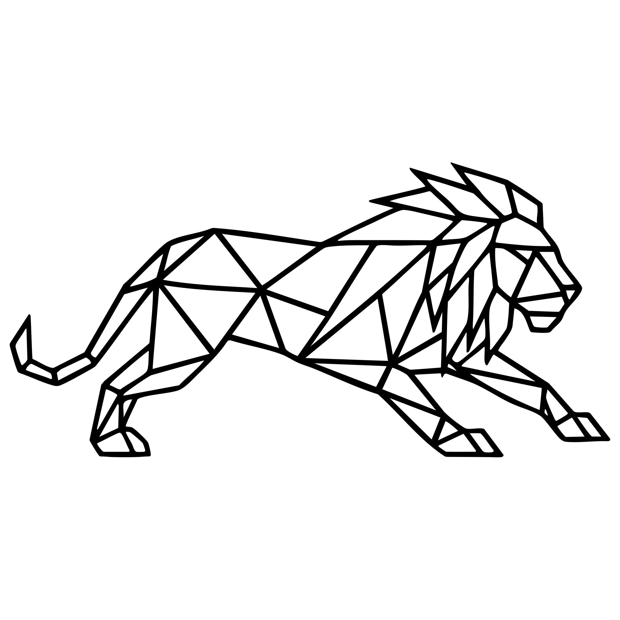 Geometric Lion DXF File – CNC Cutting Design | AWLION489