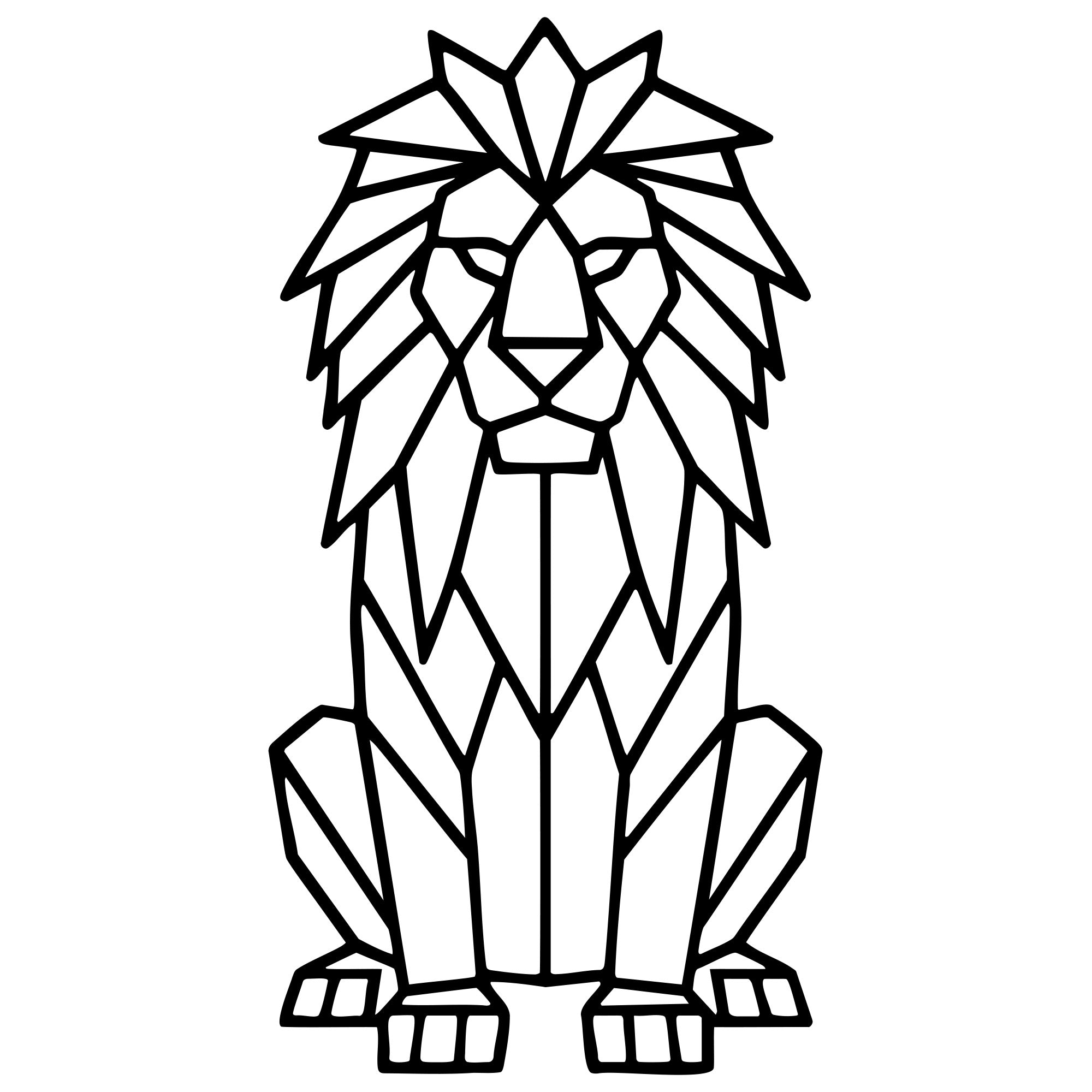 Geometric Lion DXF File – CNC Cutting Design | AWLION490