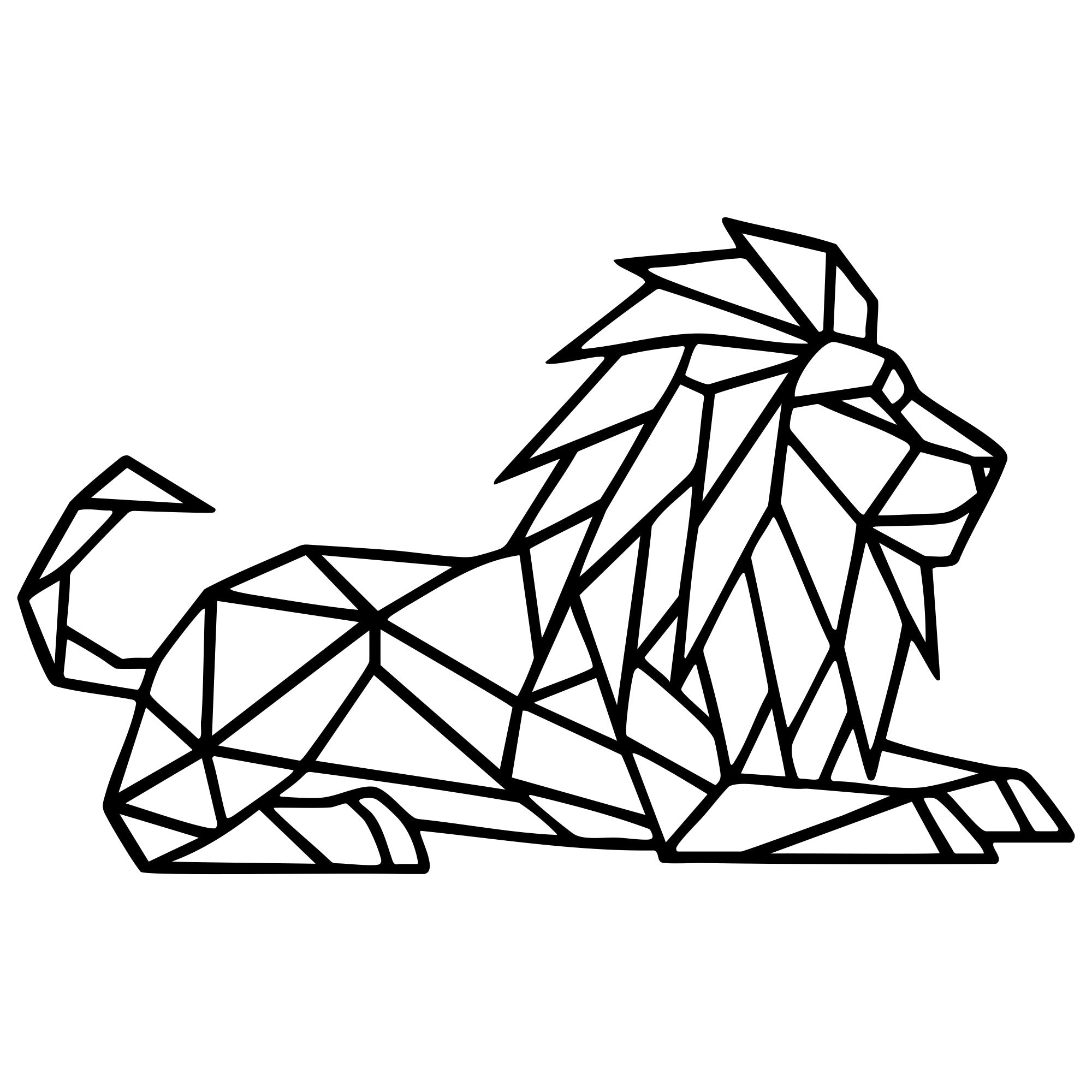 Geometric Lion DXF File – CNC Cutting Design | AWLION491