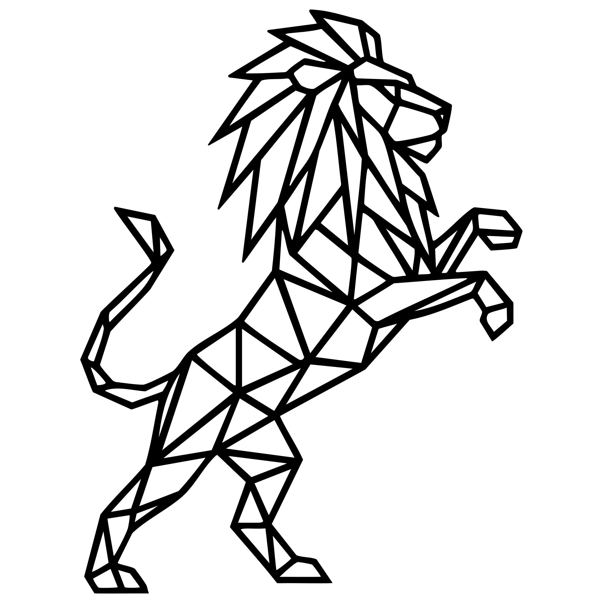 Geometric Lion DXF File – CNC Cutting Design | AWLION492
