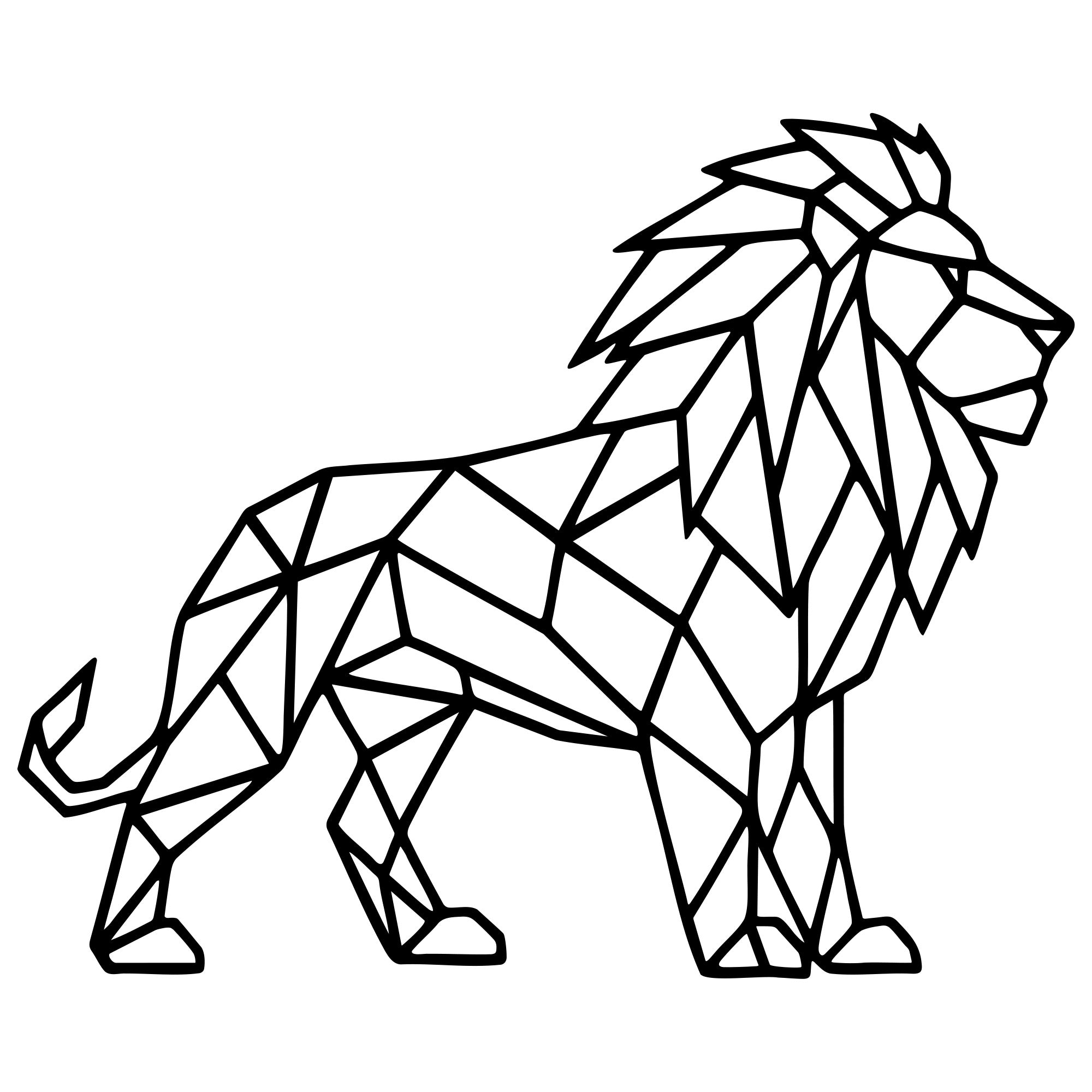 Geometric Lion DXF File – CNC Cutting Design | AWLION493