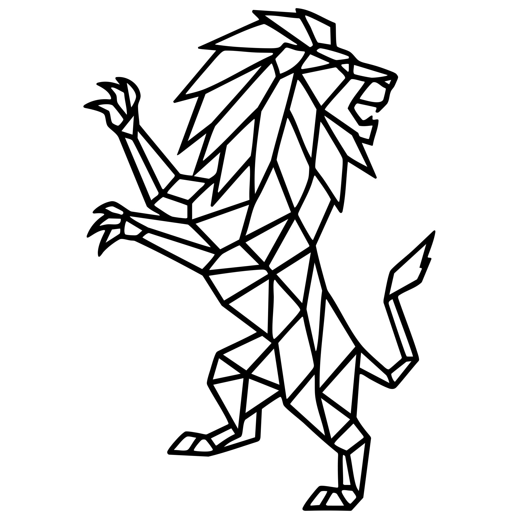 Geometric Lion DXF File – CNC Cutting Design | AWLION494