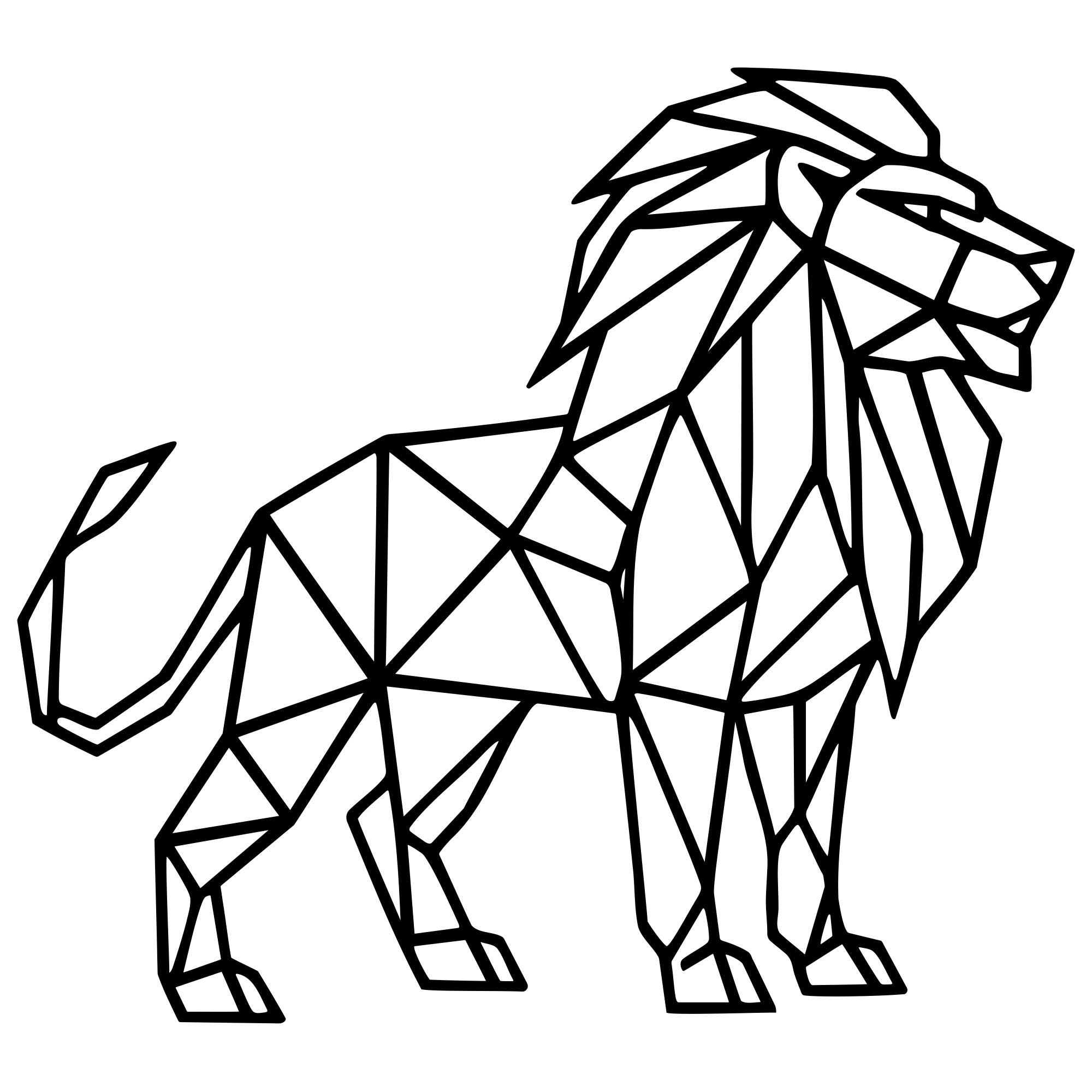 Geometric Lion DXF File – CNC Cutting Design | AWLION496