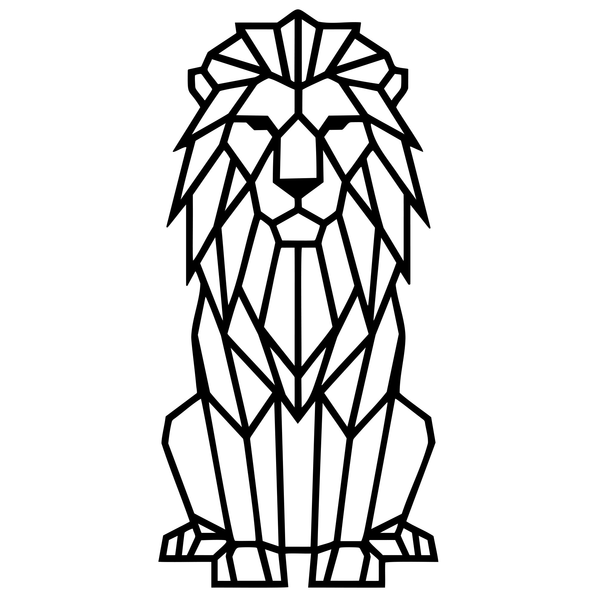 Geometric Lion DXF File – CNC Cutting Design | AWLION500