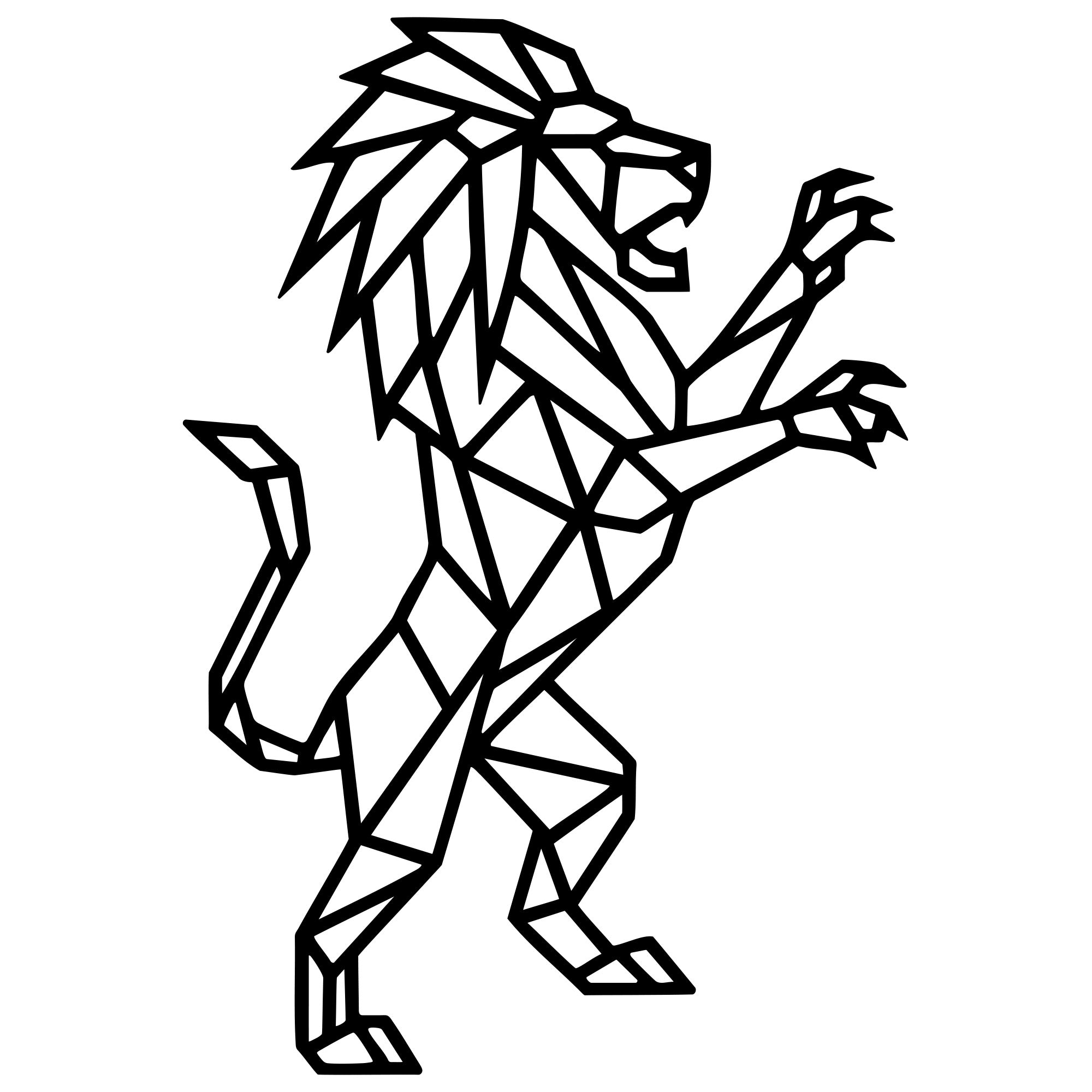Geometric Lion DXF File – CNC Cutting Design | AWLION503
