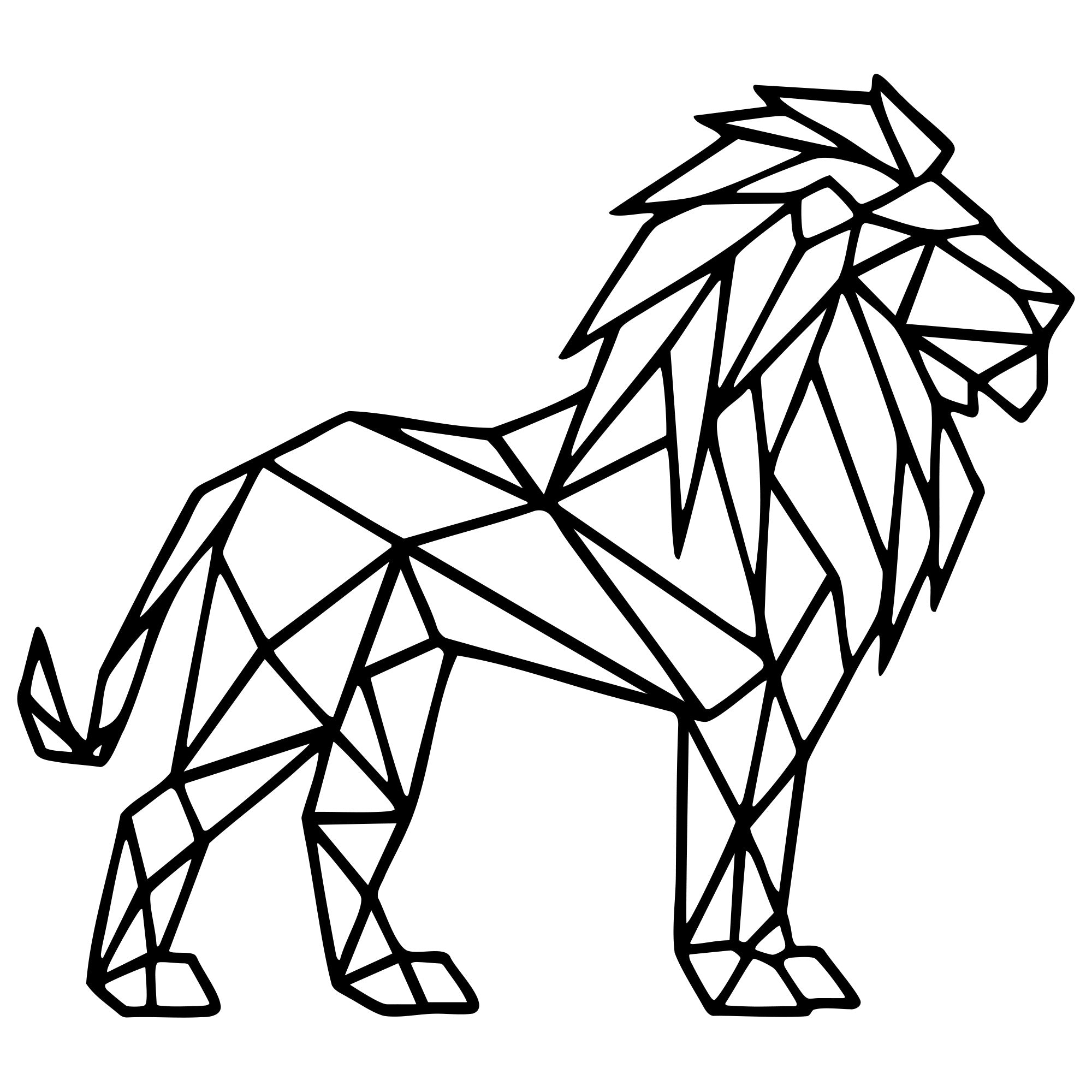 Geometric Lion DXF File – CNC Cutting Design | AWLION504