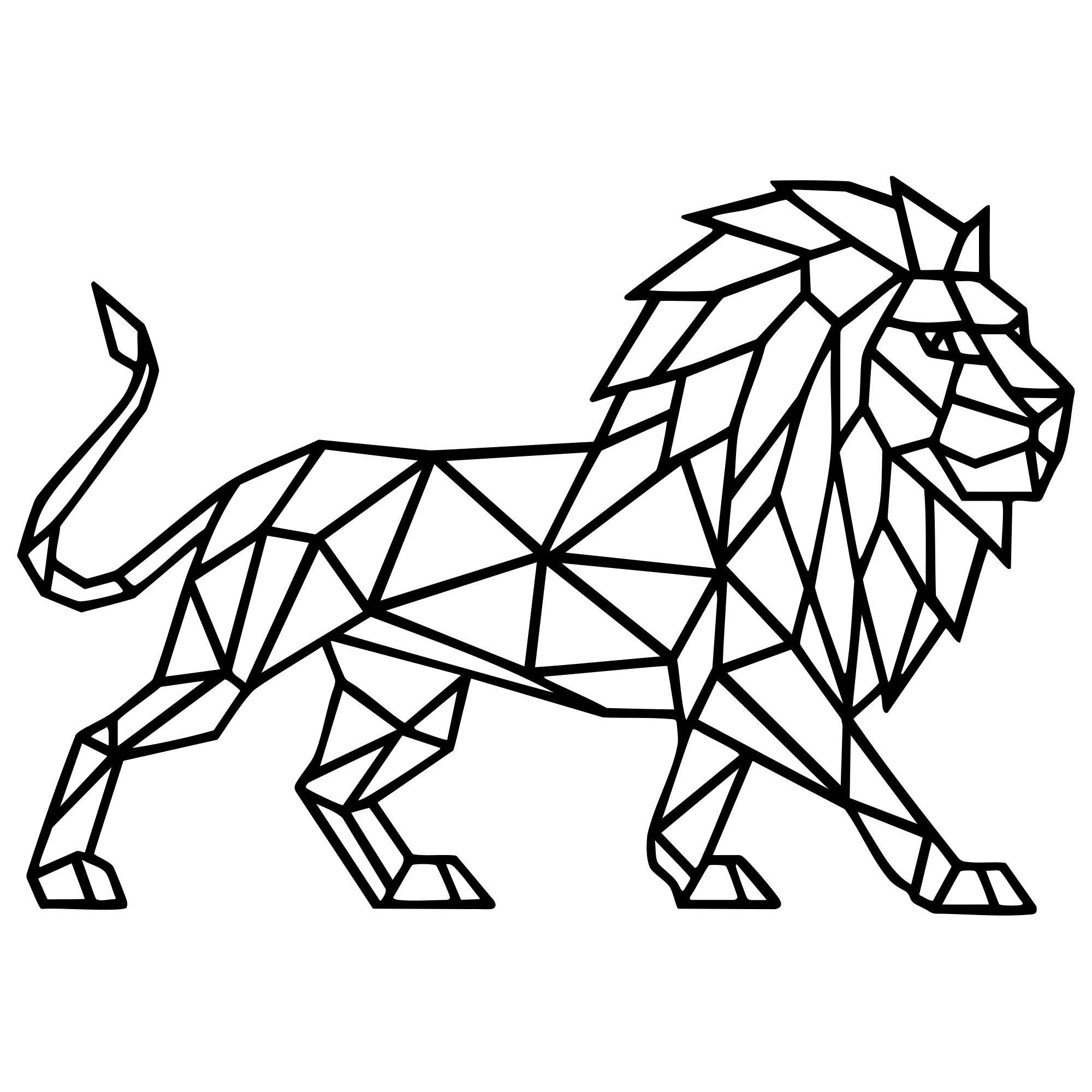 Geometric Lion DXF File – CNC Cutting Design | AWLION505