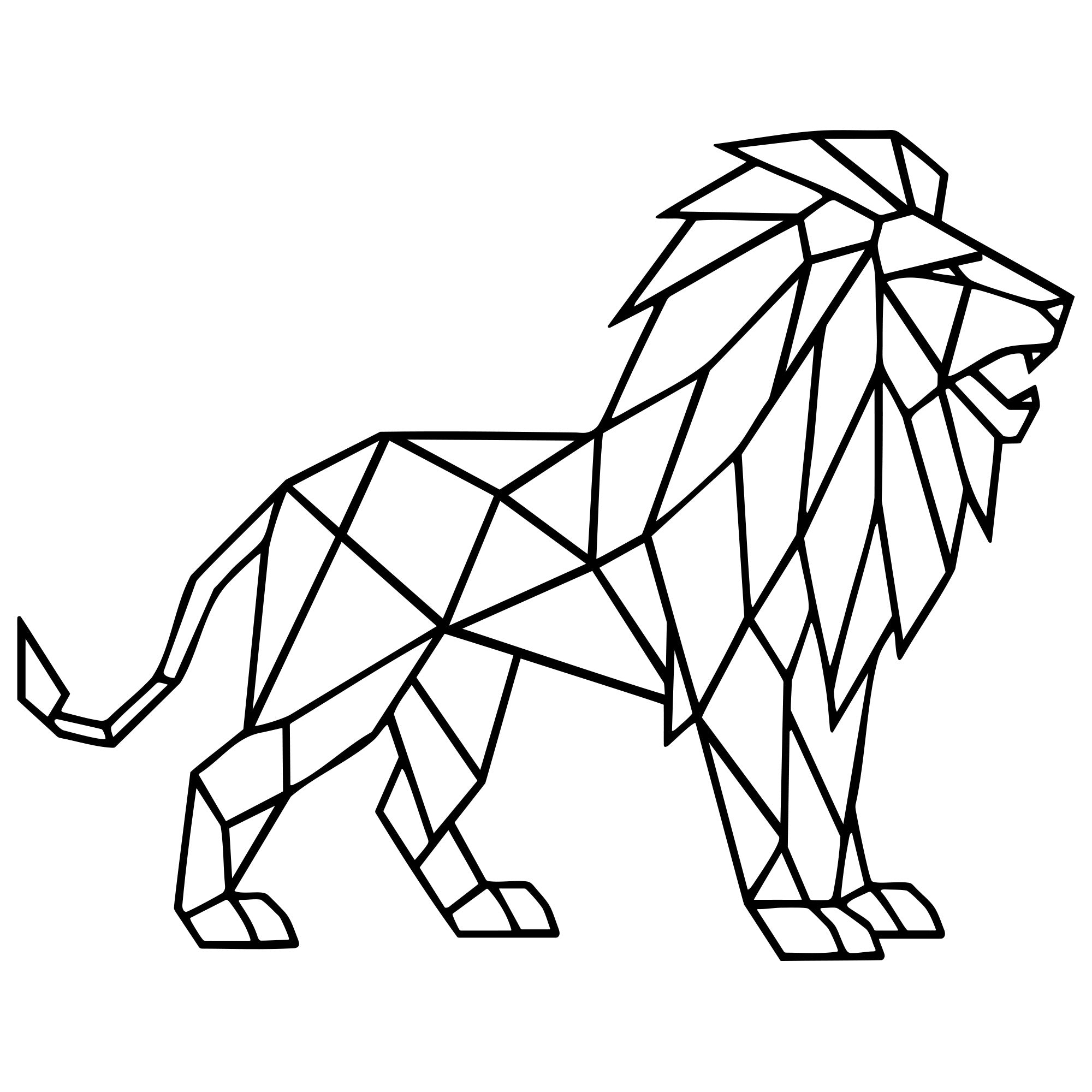 Geometric Lion DXF File – CNC Cutting Design | AWLION506