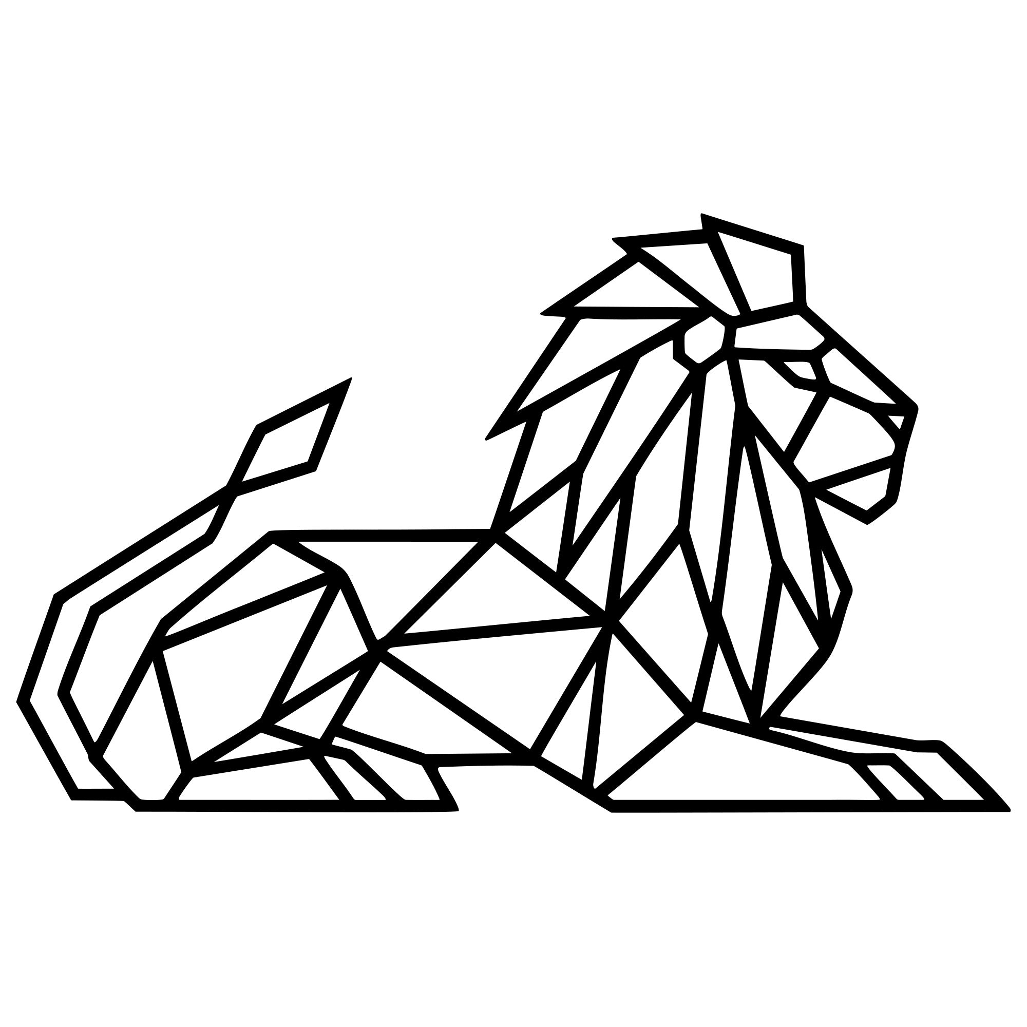 Geometric Lion DXF File – CNC Cutting Design | AWLION507
