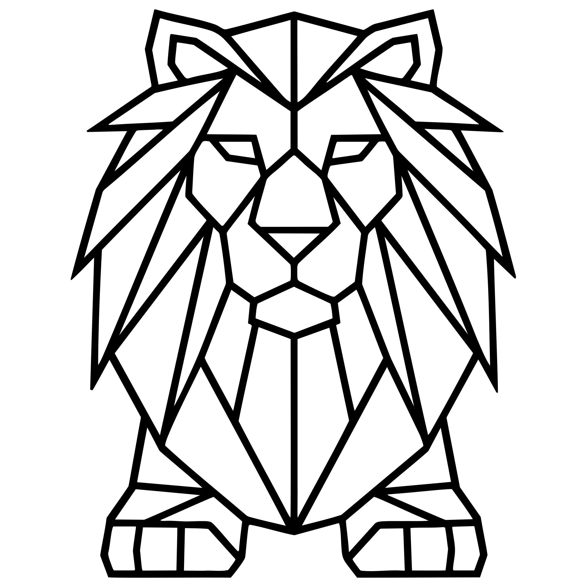 Geometric Lion DXF File – CNC Cutting Design | AWLION508