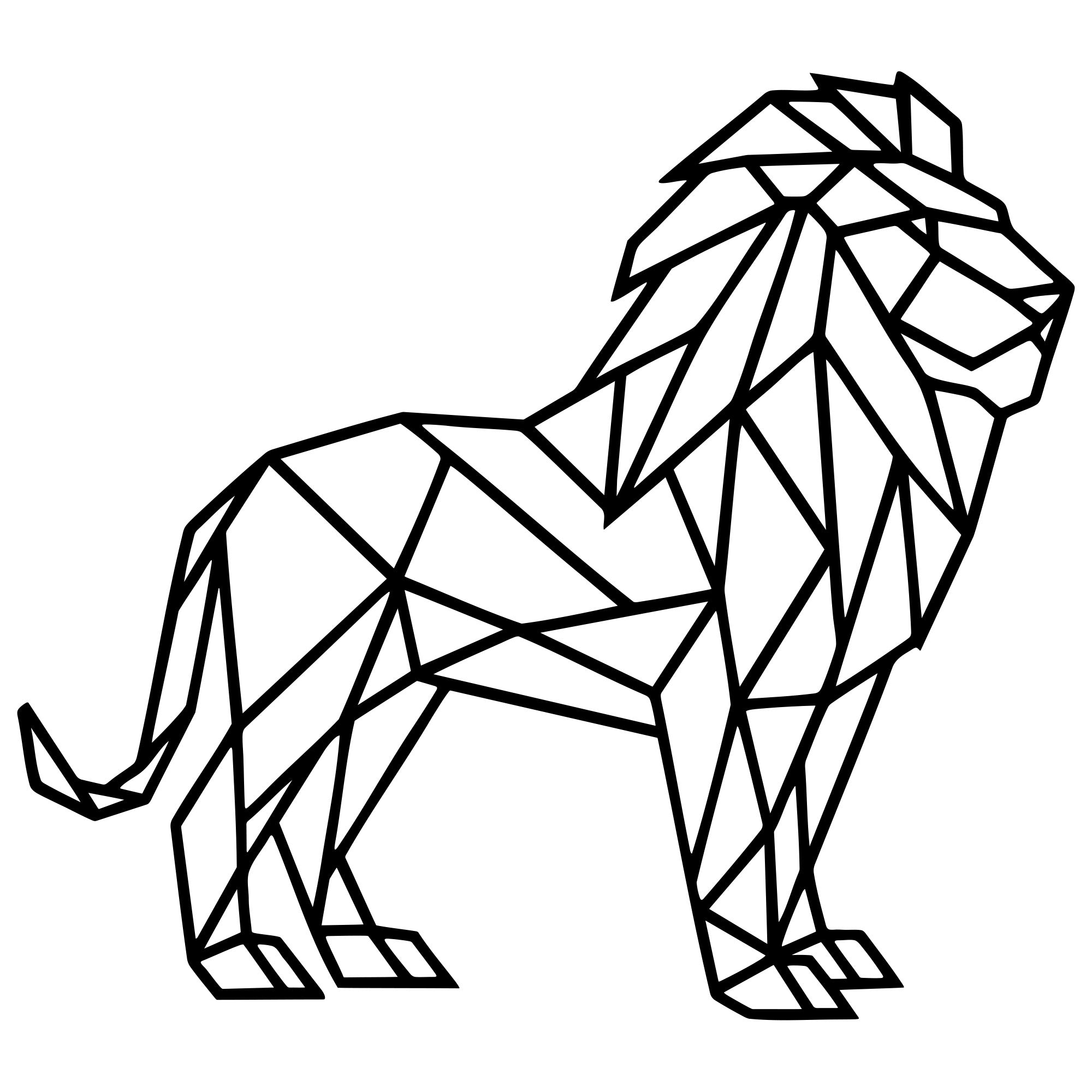 Geometric Lion DXF File – CNC Cutting Design | AWLION510