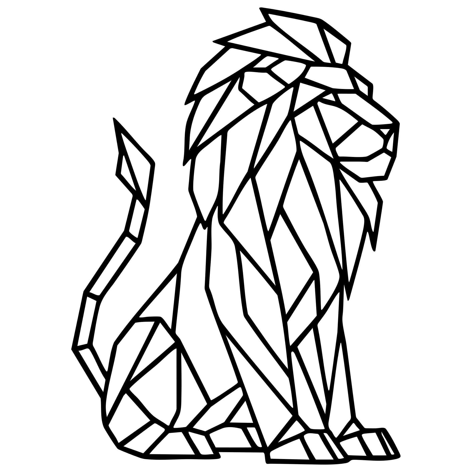 Geometric Lion DXF File – CNC Cutting Design | AWLION511
