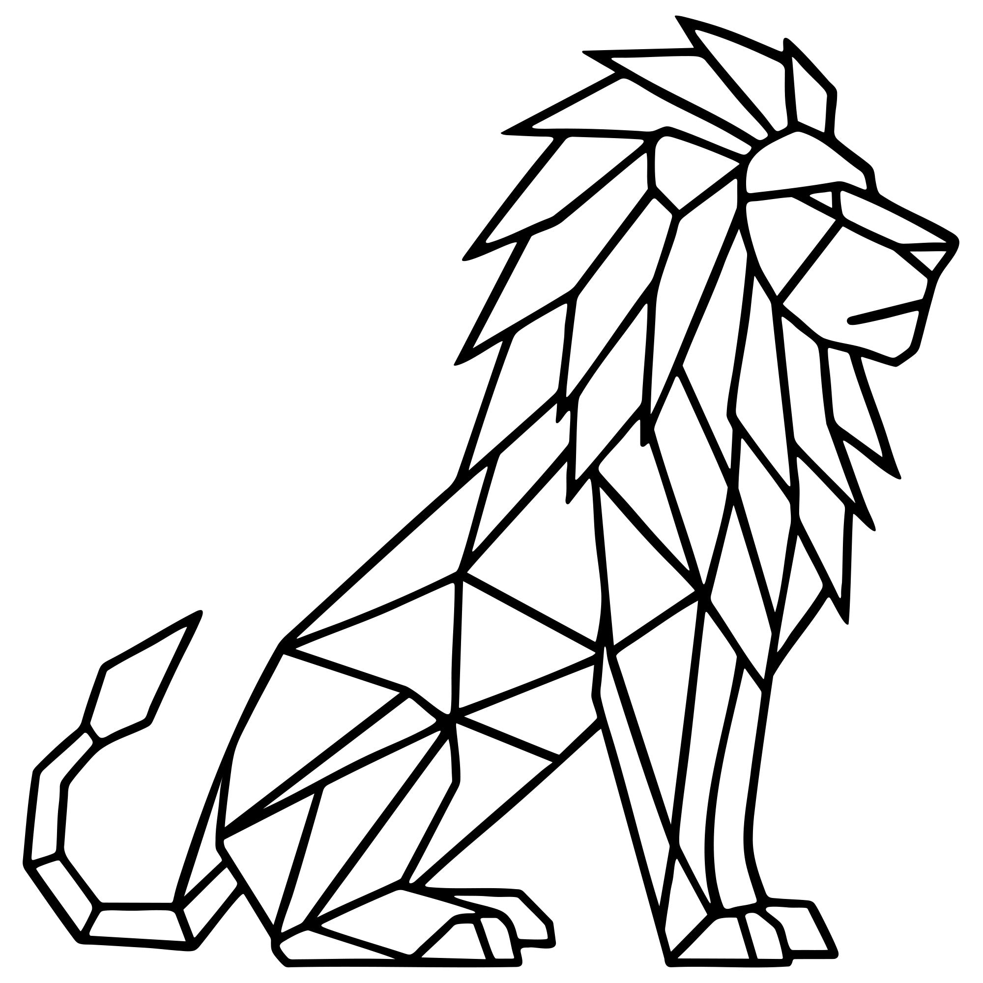 Geometric Lion DXF File – CNC Cutting Design | AWLION512