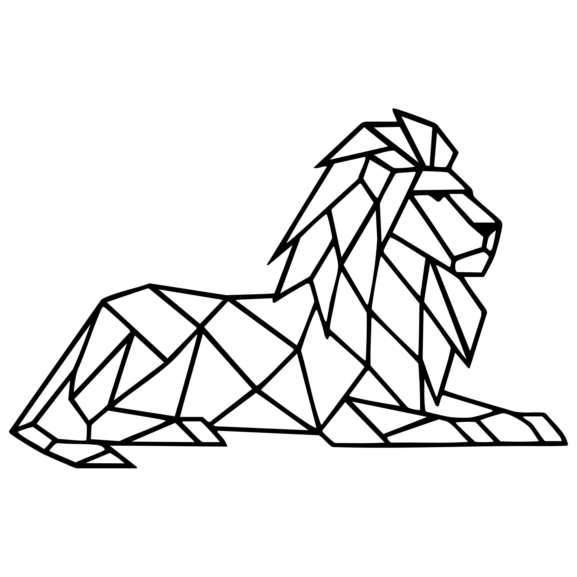 Geometric Lion DXF File – CNC Cutting Design | AWLION513