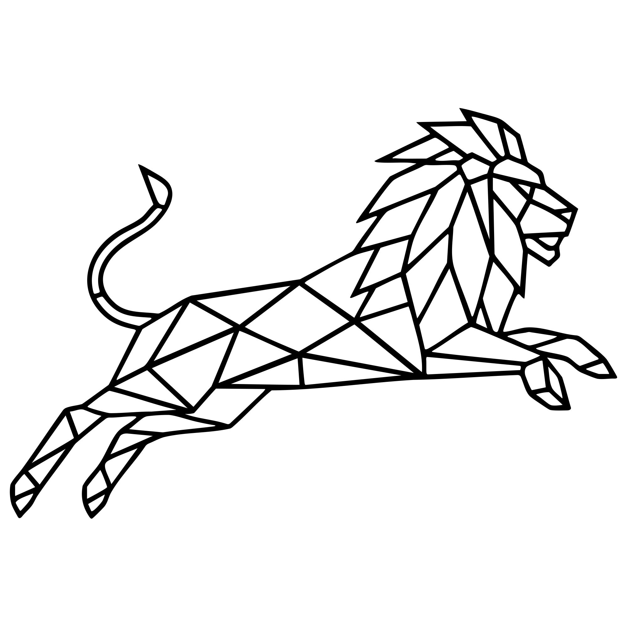 Geometric Lion DXF File – CNC Cutting Design | AWLION514