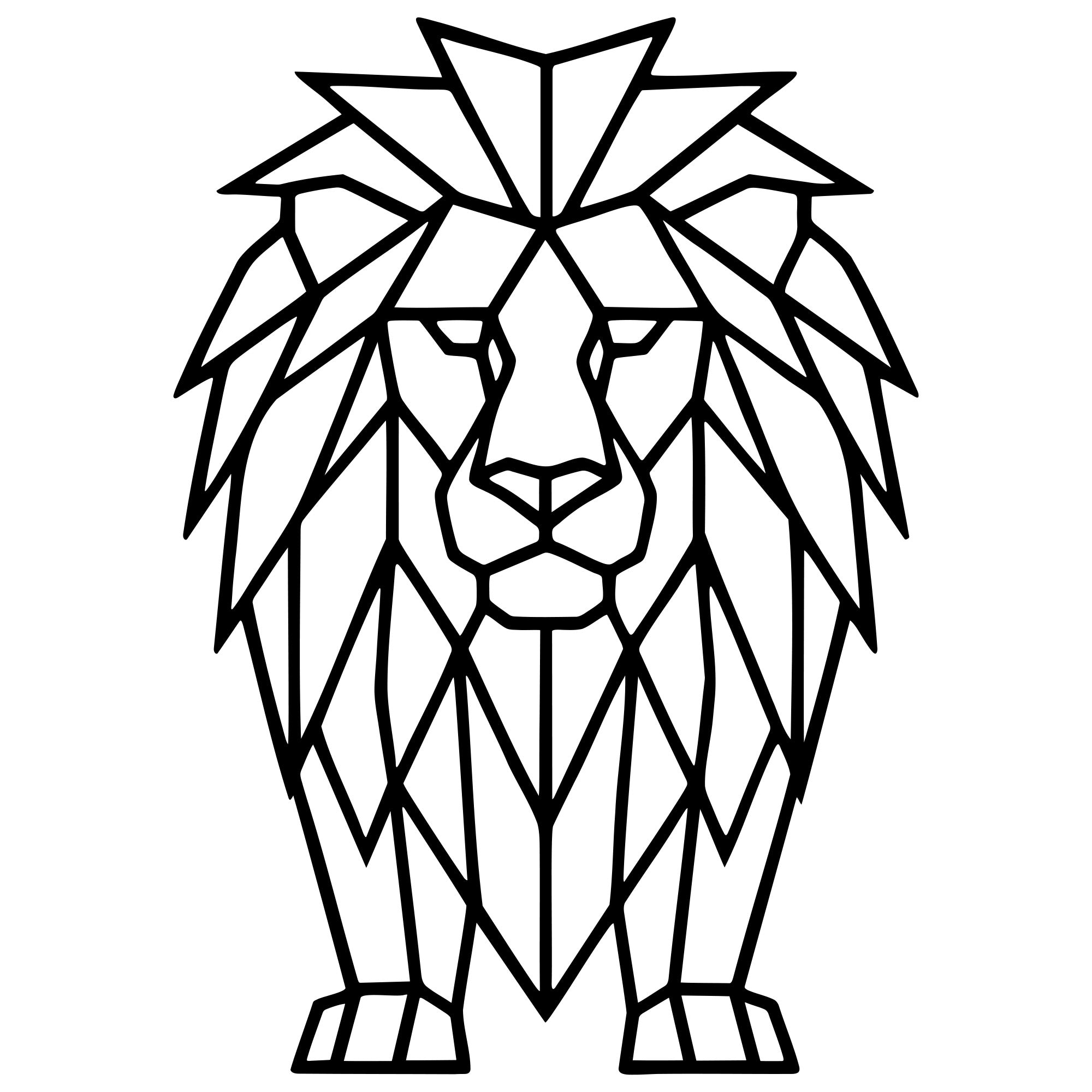 Geometric Lion DXF File – CNC Cutting Design | AWLION515